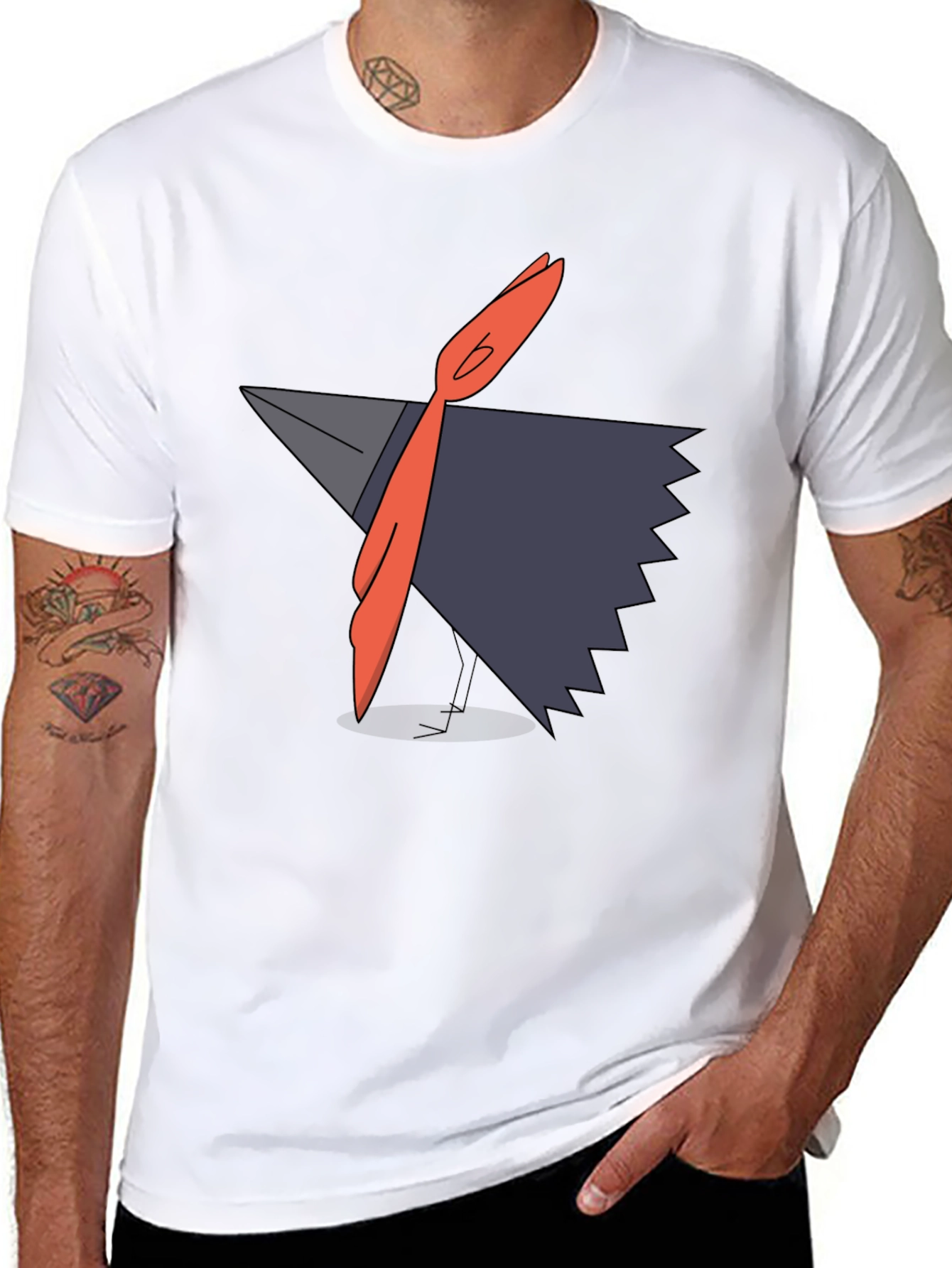 Modern Graphic Tee - Abstract Bird Design