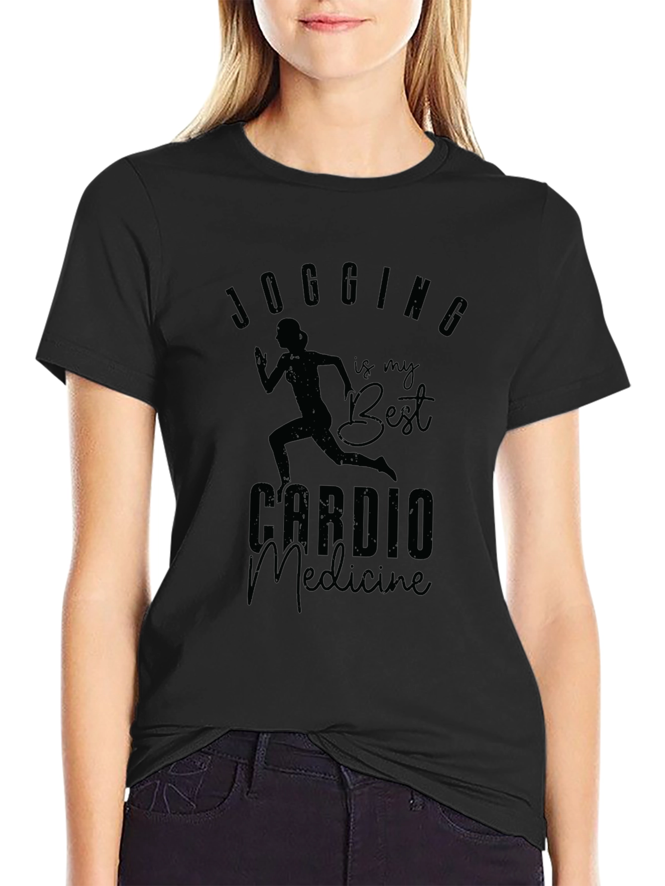 Jogging Cardio Medicine Black Graphic Tee