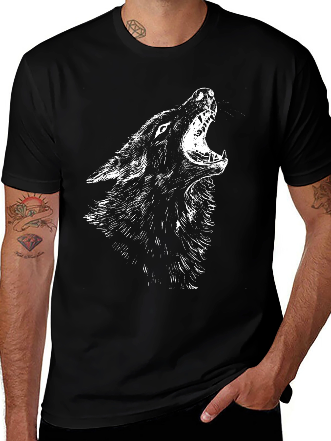 Wolf Howl Graphic Tee - Black T-Shirt