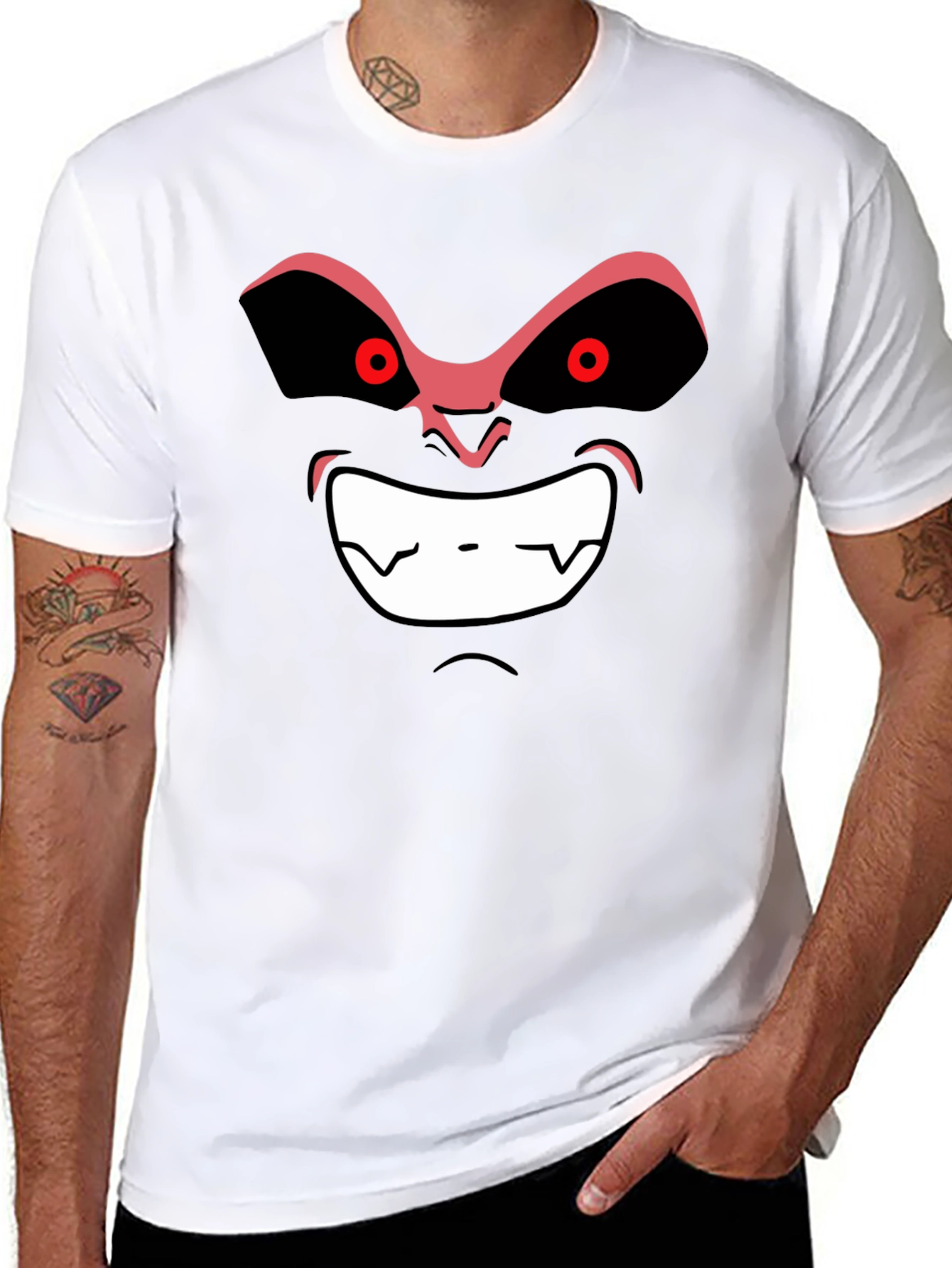 Angry Cartoon Face Black T-Shirt
