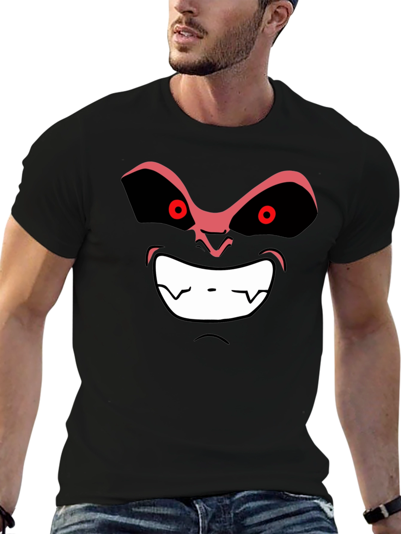 Angry Cartoon Face Black T-Shirt