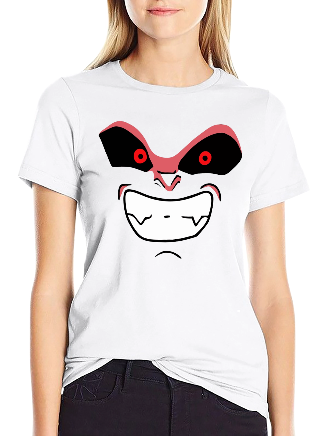 Angry Cartoon Face Black T-Shirt