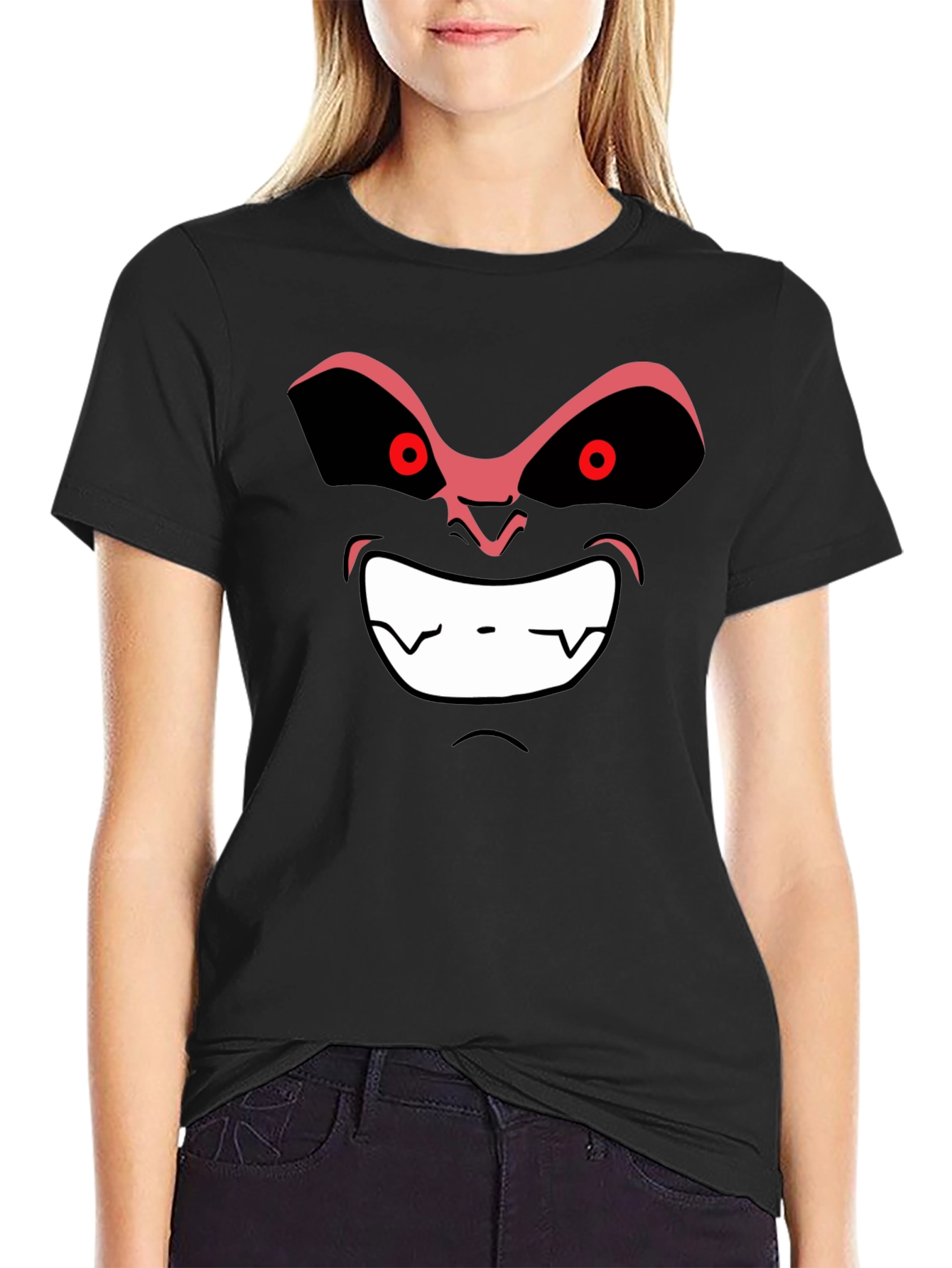 Angry Cartoon Face Black T-Shirt