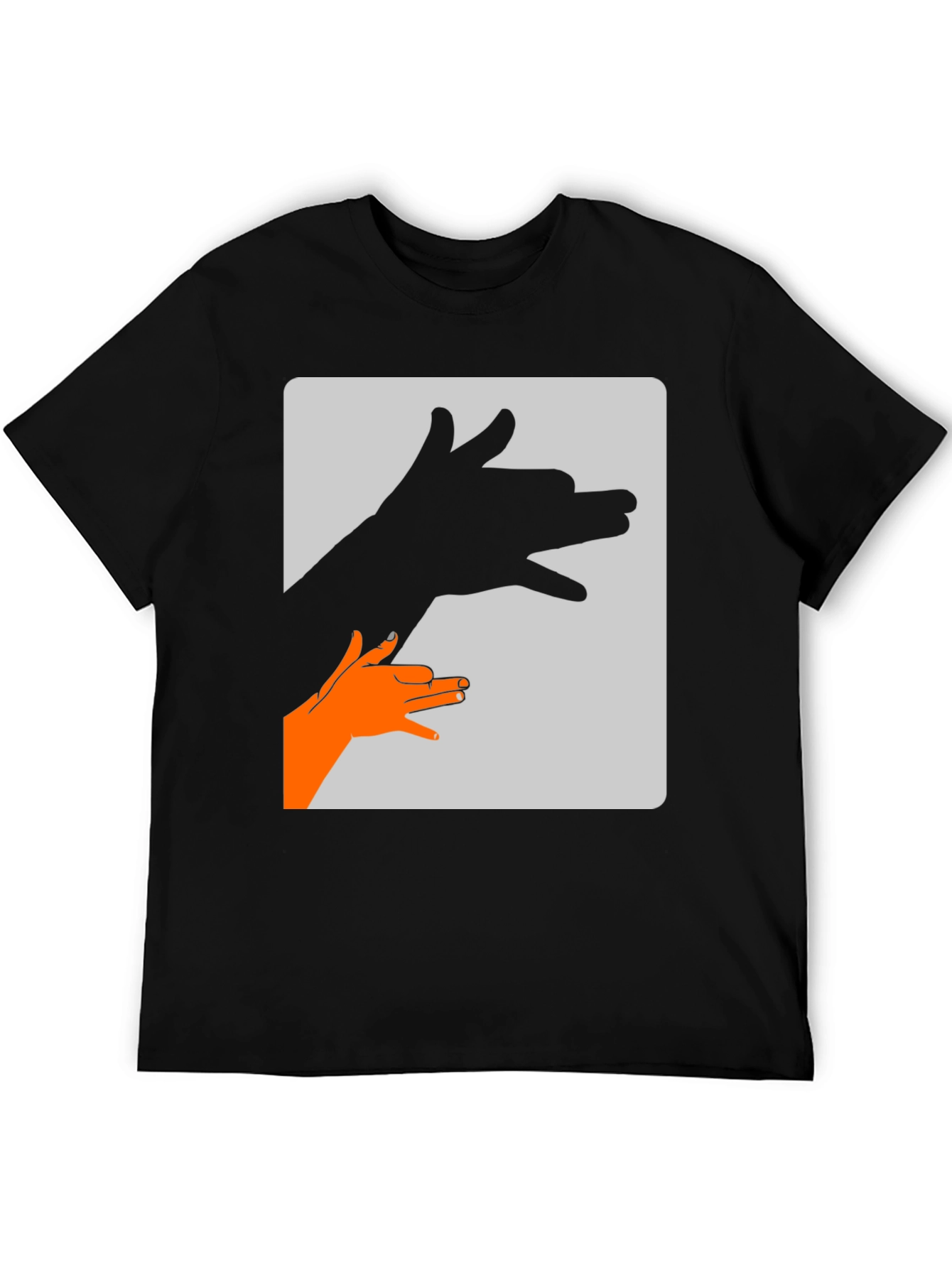 Hand Shadow Dog Graphic Tee - Black Cotton