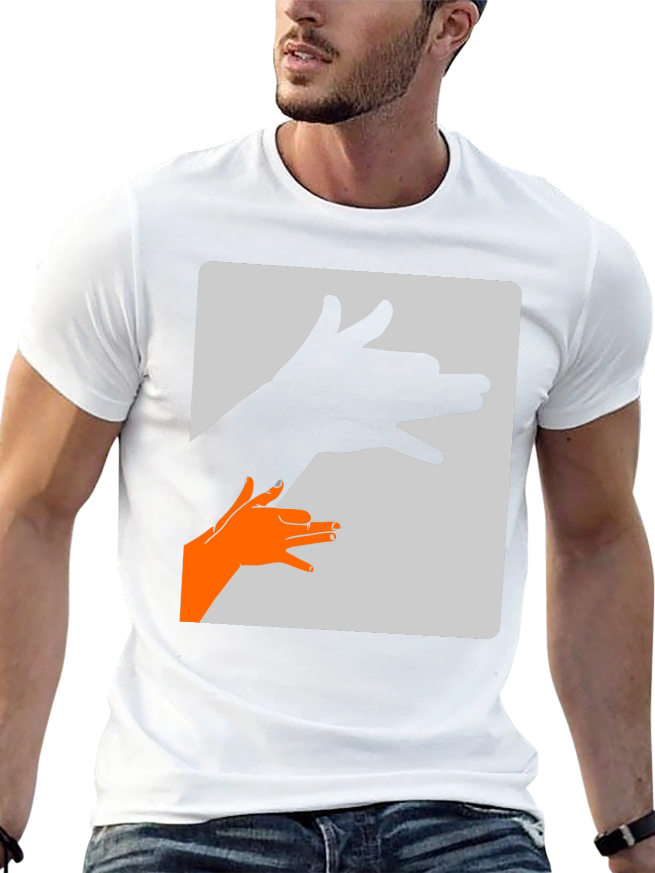 Hand Shadow Dog Graphic Tee - Black Cotton