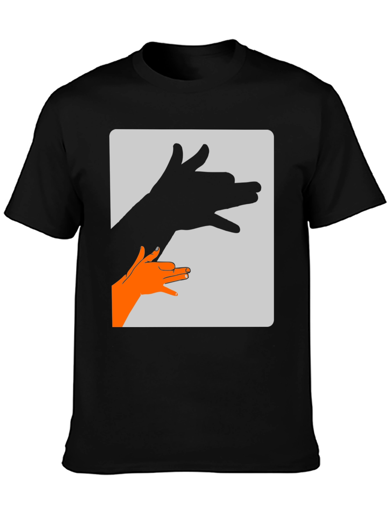 Hand Shadow Dog Graphic Tee - Black Cotton