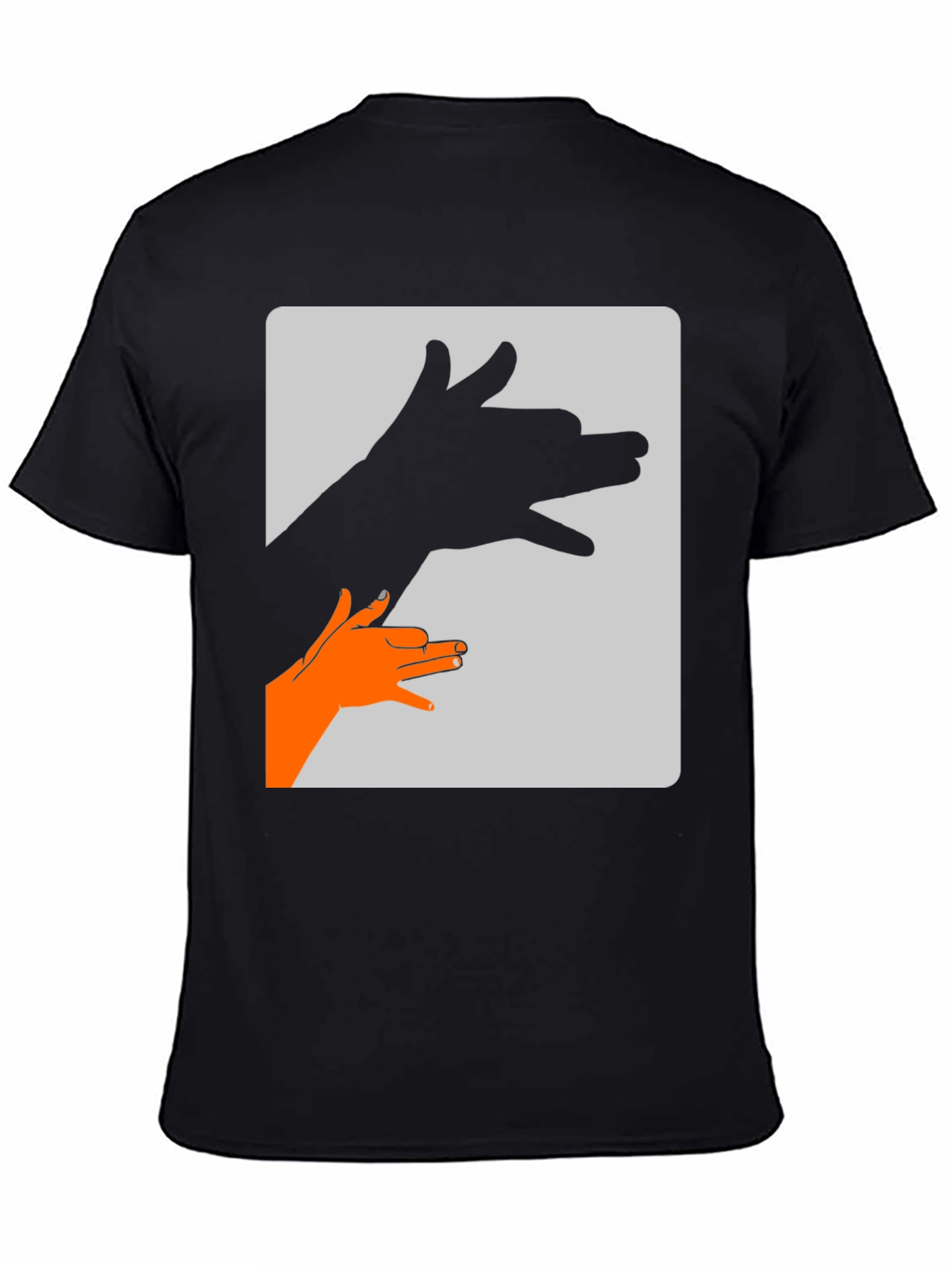 Hand Shadow Dog Graphic Tee - Black Cotton