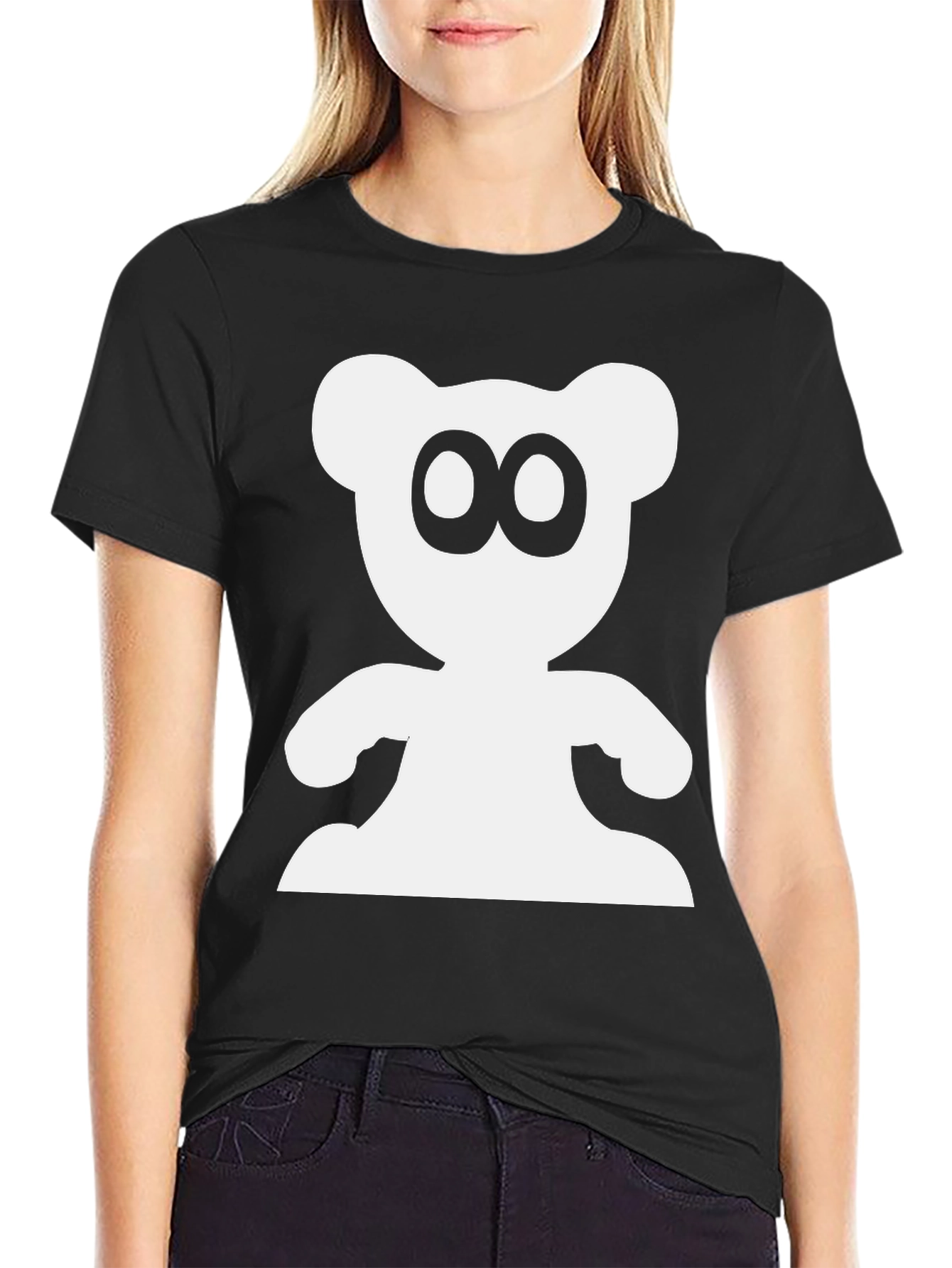 Cute Bear Graphic Black T-Shirt
