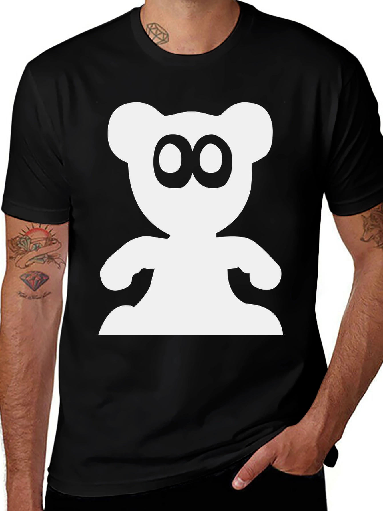 Cute Bear Graphic Black T-Shirt
