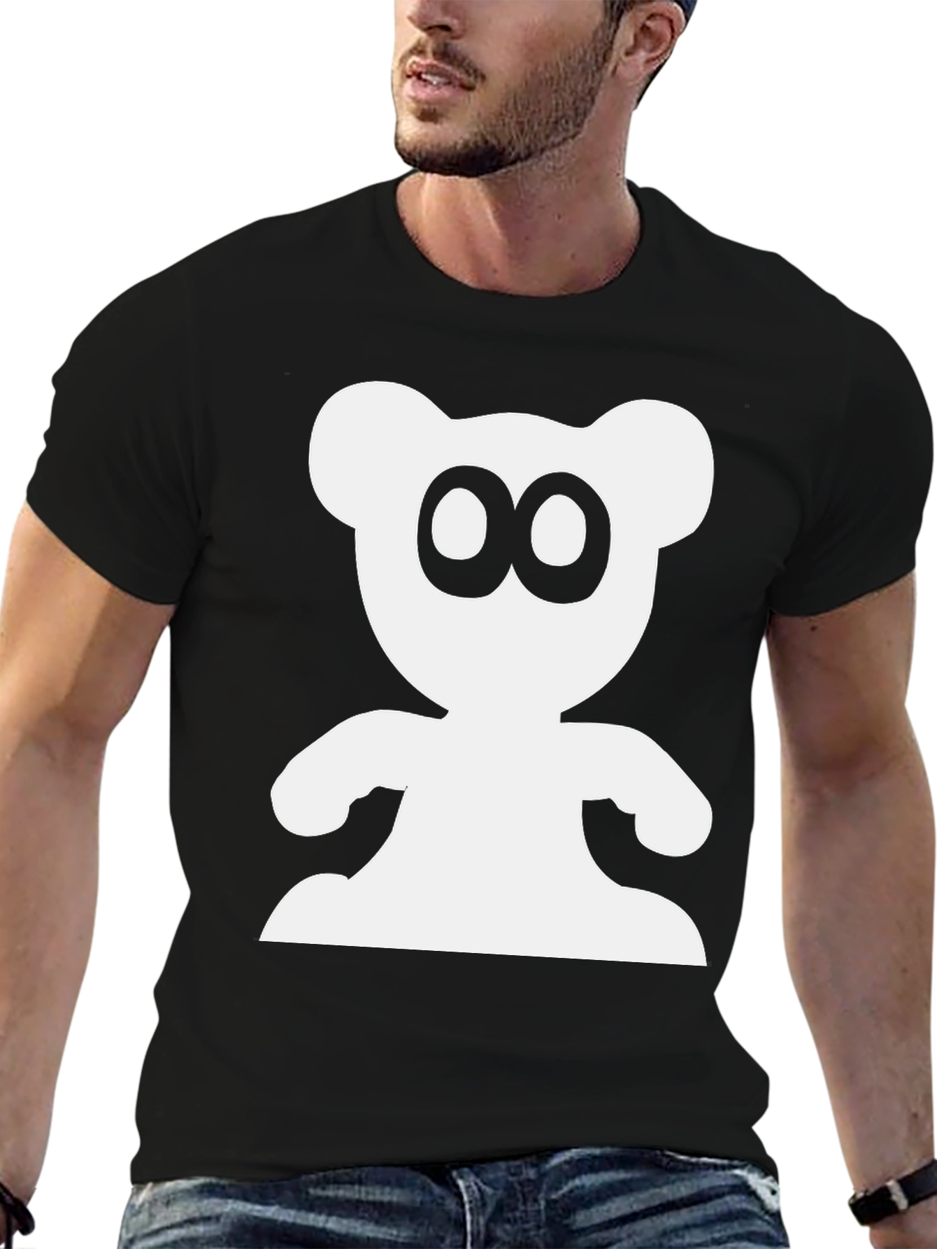 Cute Bear Graphic Black T-Shirt