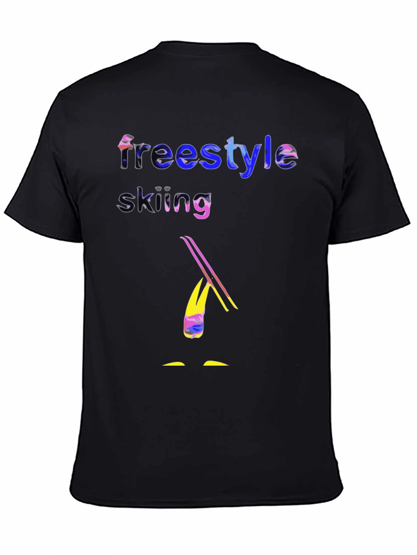Freestyle Skiing Graphic Tee - Black Cotton T-Shirt