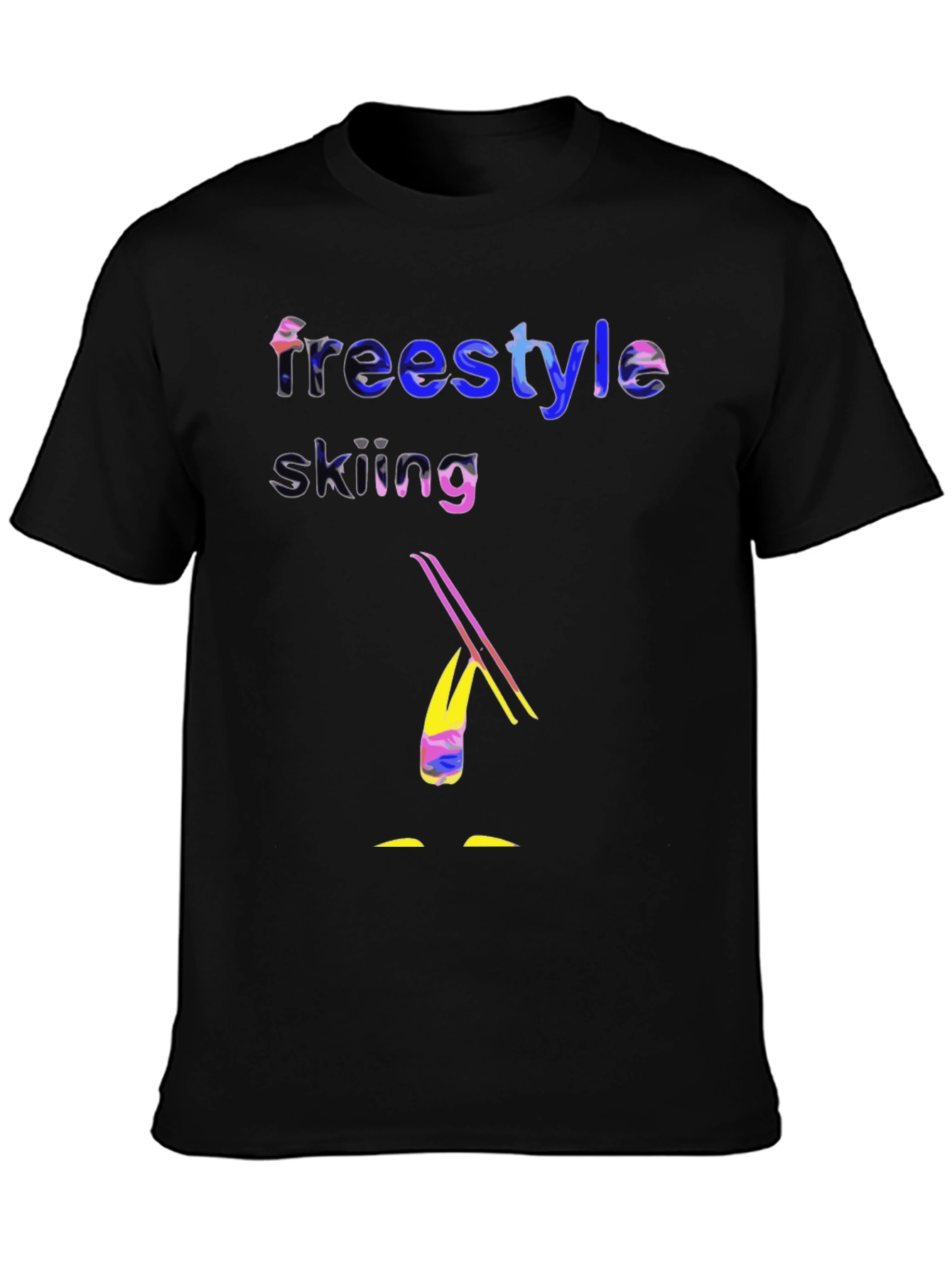 Freestyle Skiing Graphic Tee - Black Cotton T-Shirt