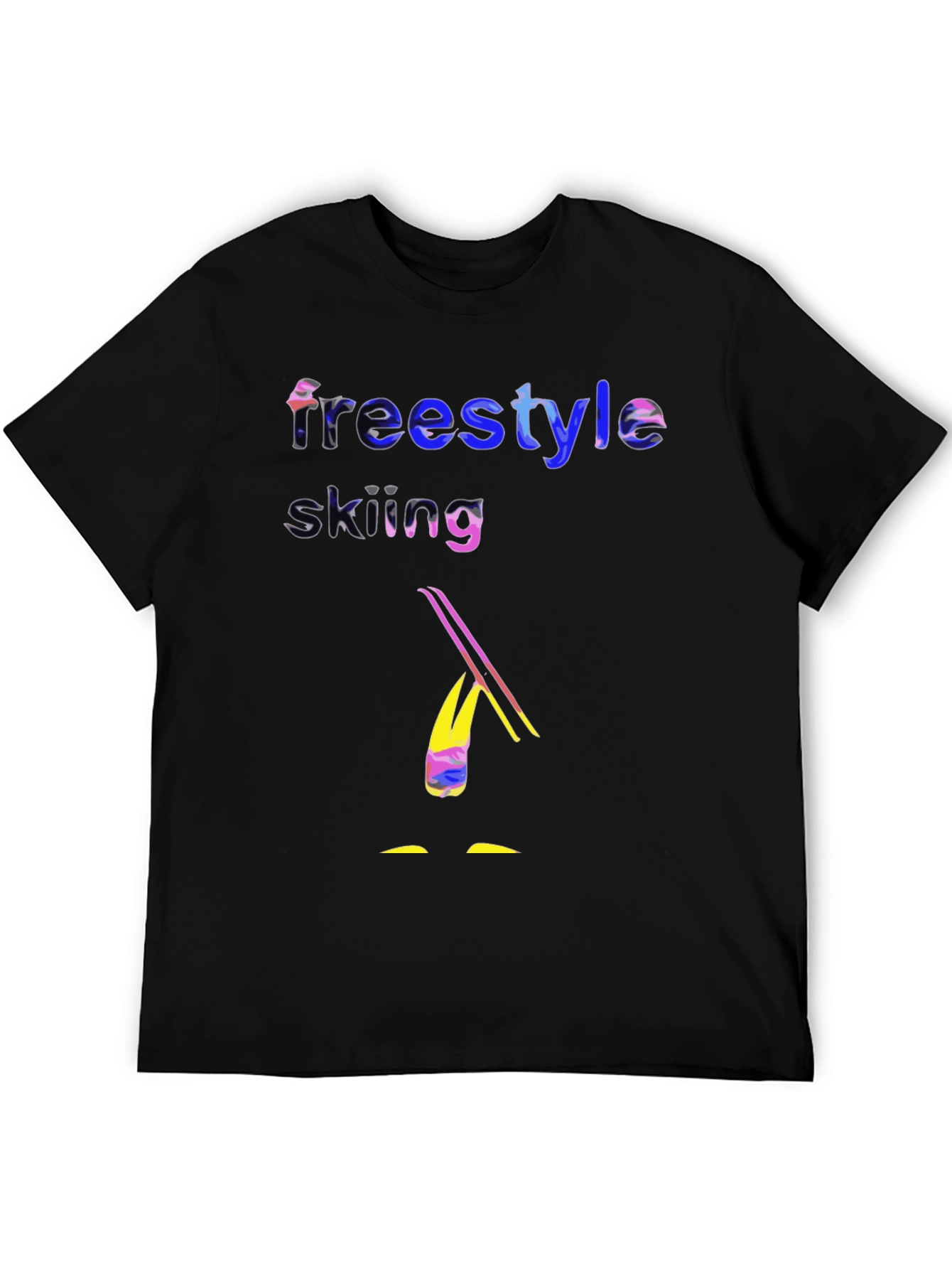 Freestyle Skiing Graphic Tee - Black Cotton T-Shirt