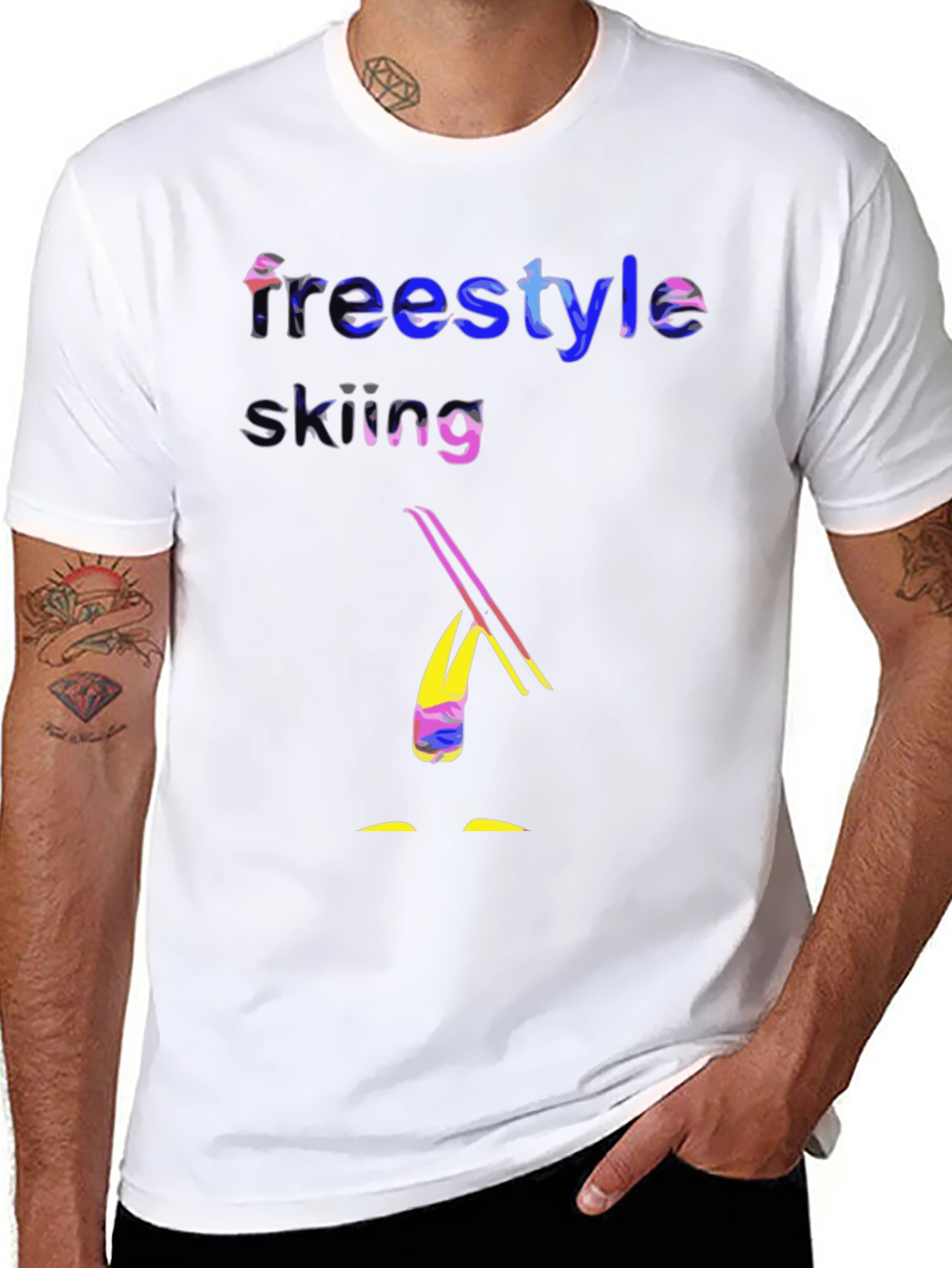Freestyle Skiing Graphic Tee - Black Cotton T-Shirt