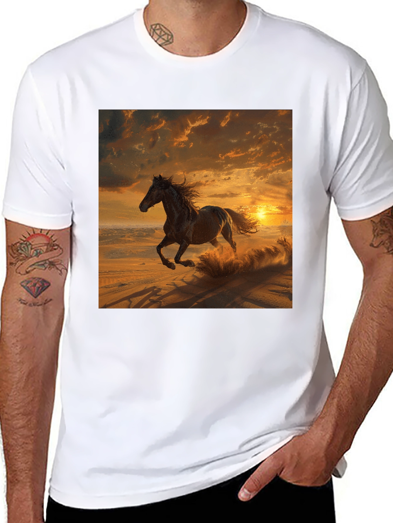 Horse Sunset Graphic T-Shirt