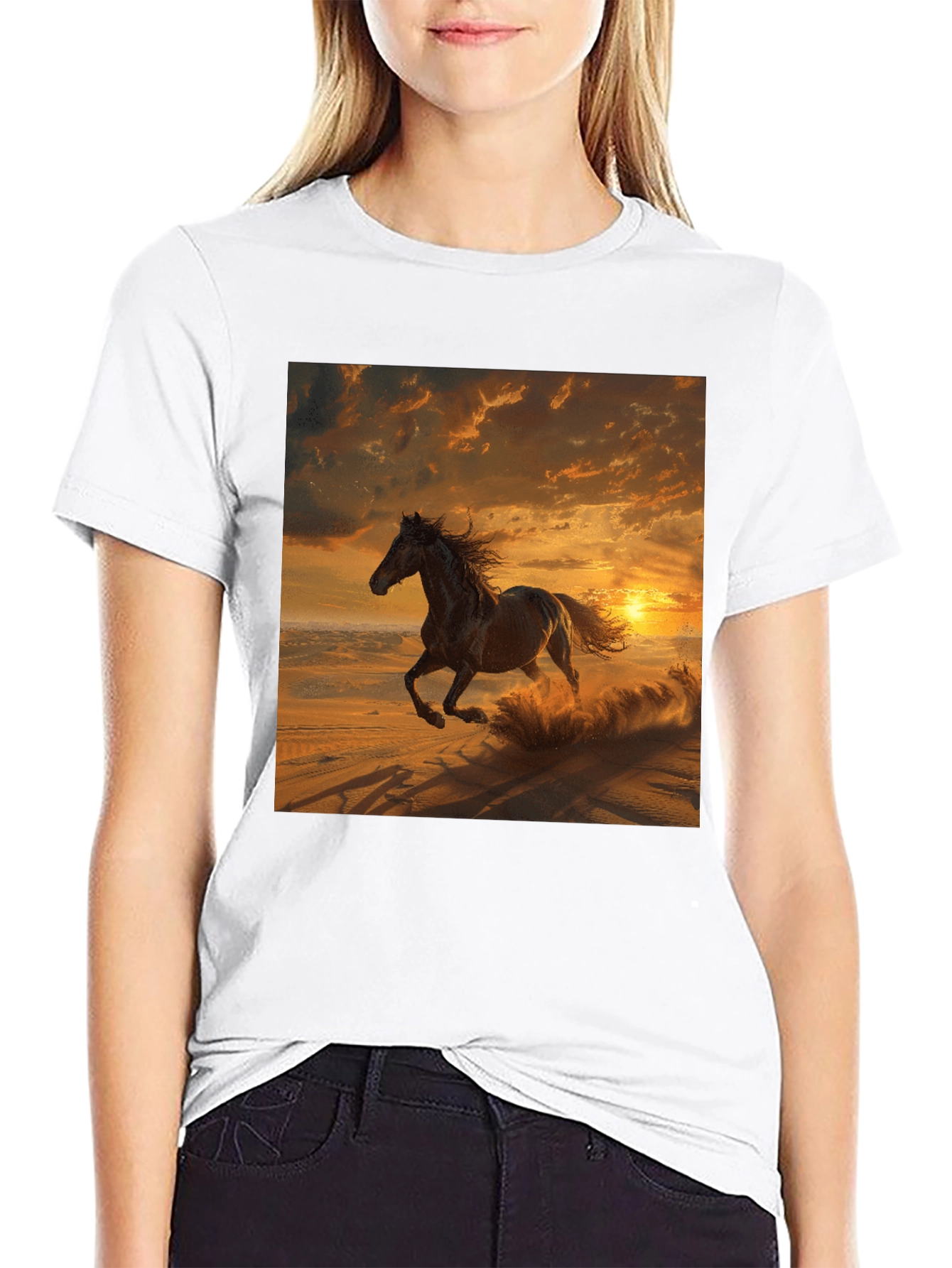 Horse Sunset Graphic T-Shirt