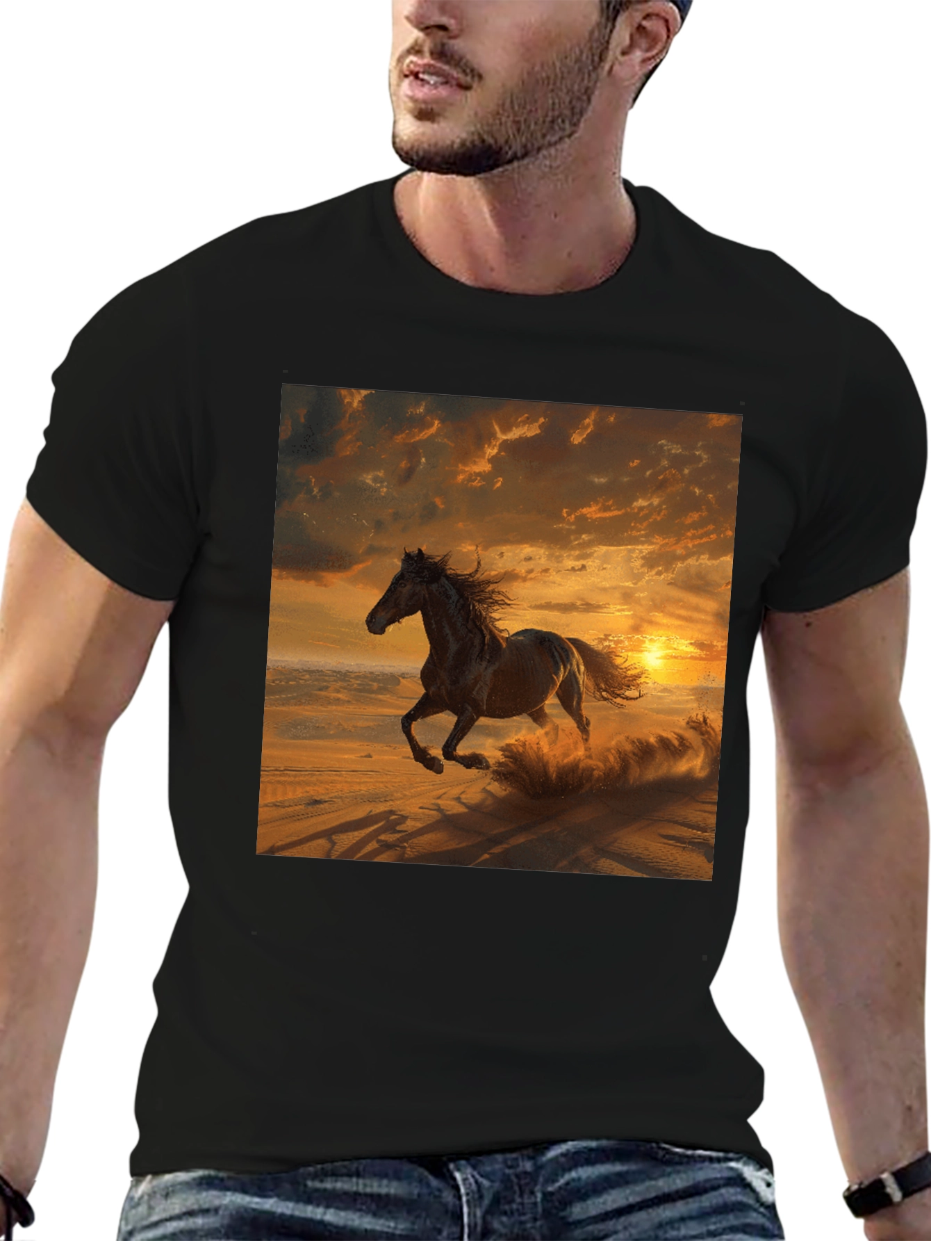 Horse Sunset Graphic T-Shirt