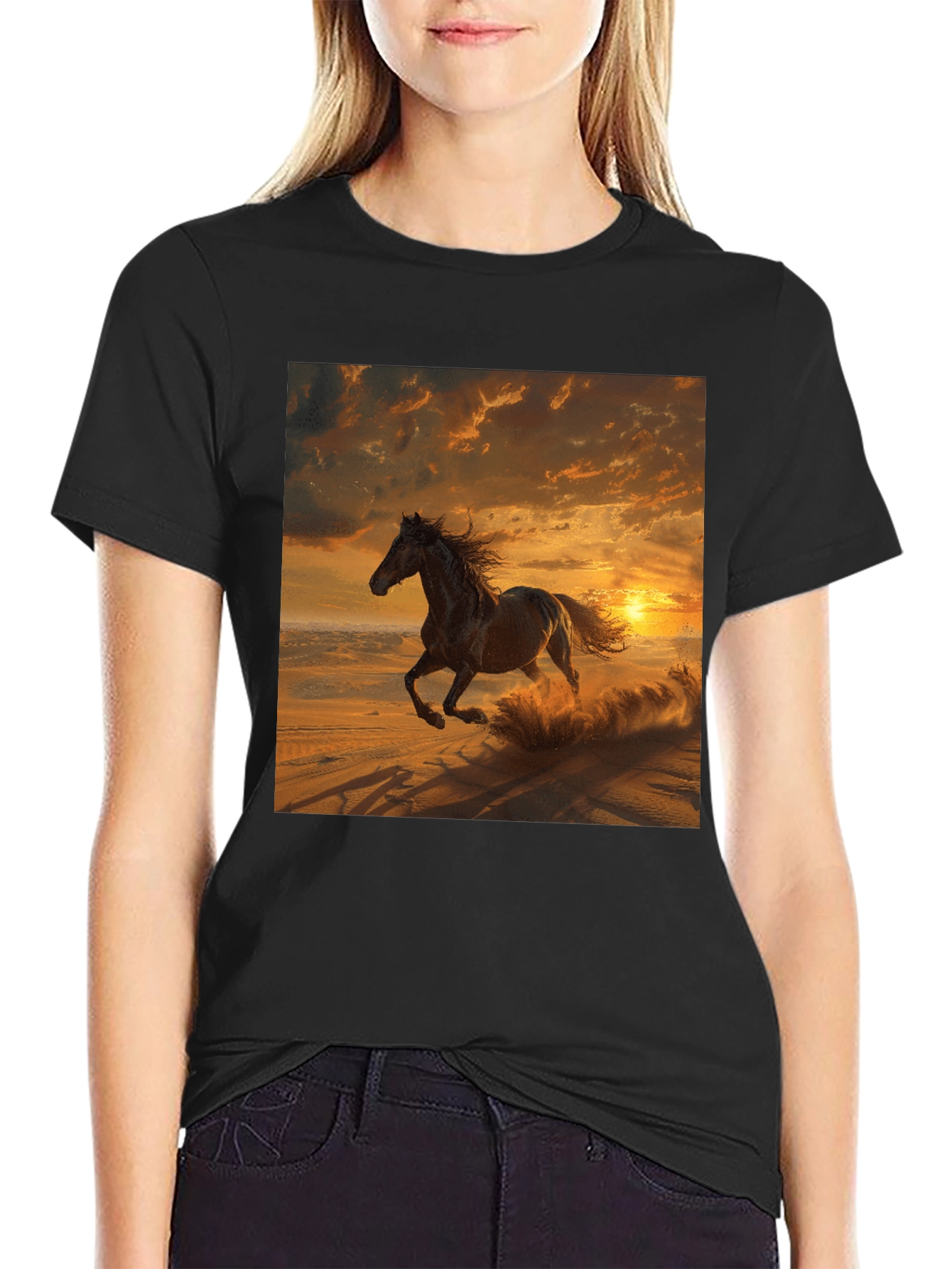 Horse Sunset Graphic T-Shirt