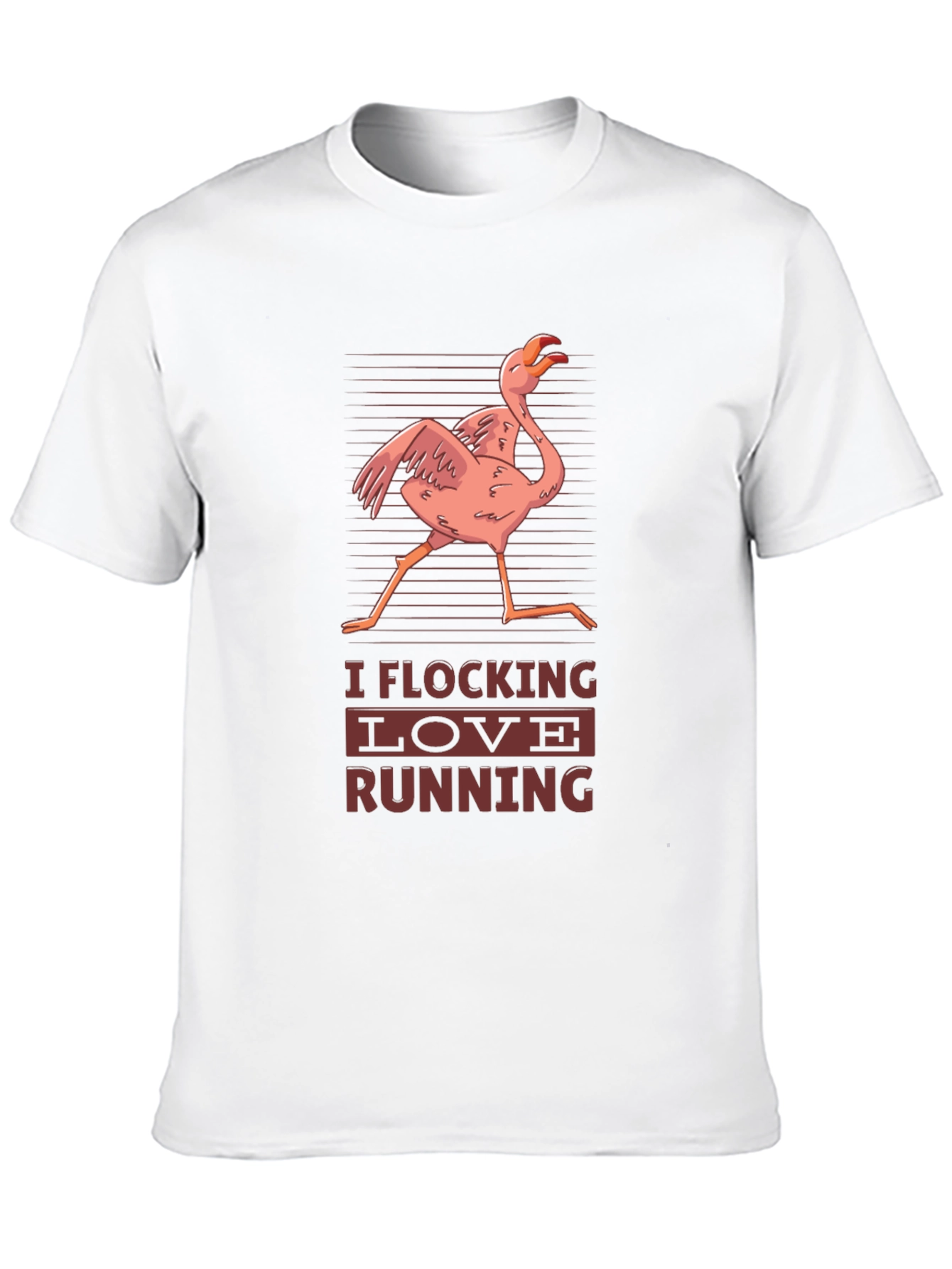 I Flocking Love Running T-Shirt Flamingo Design
