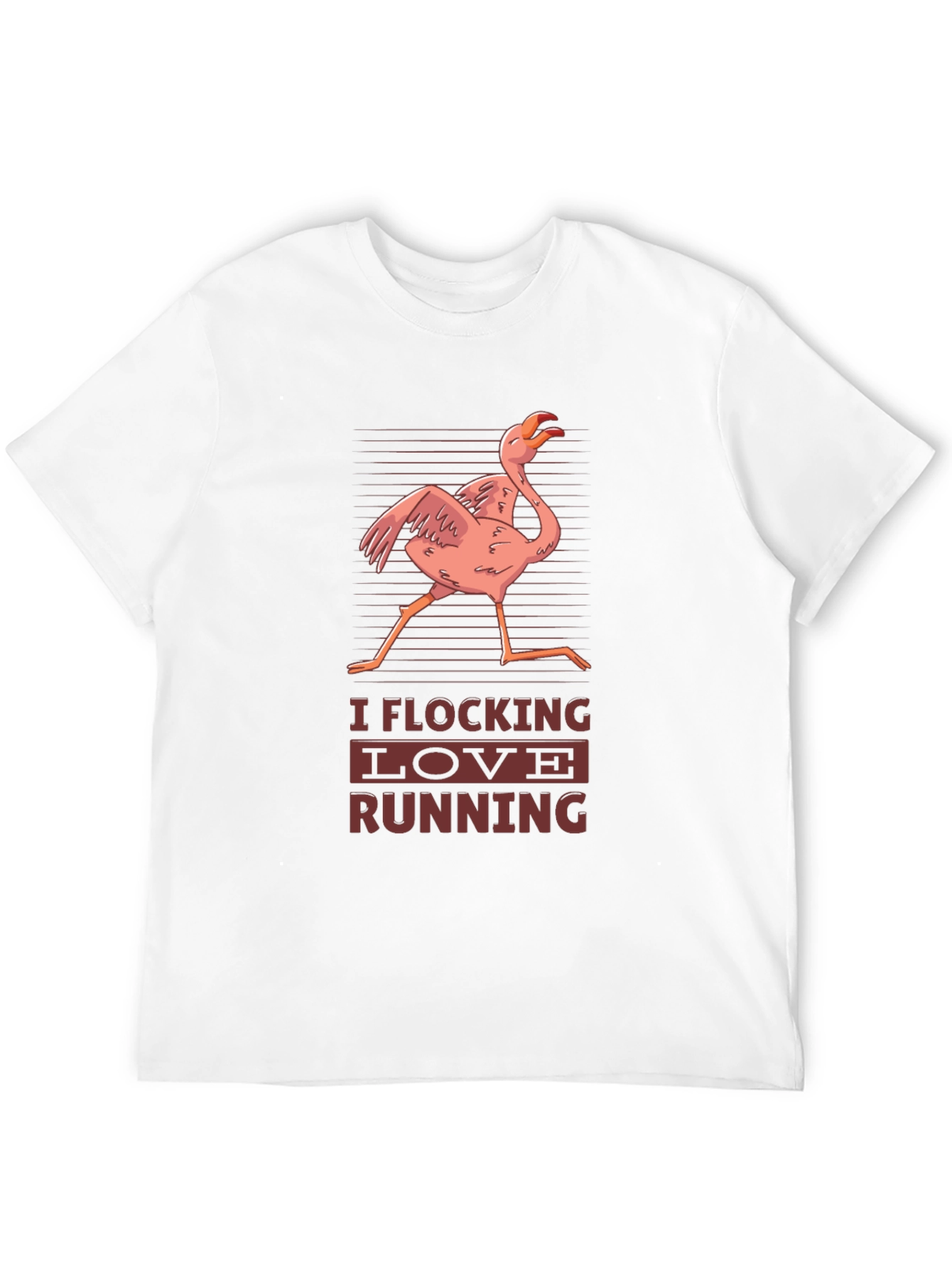 I Flocking Love Running T-Shirt Flamingo Design
