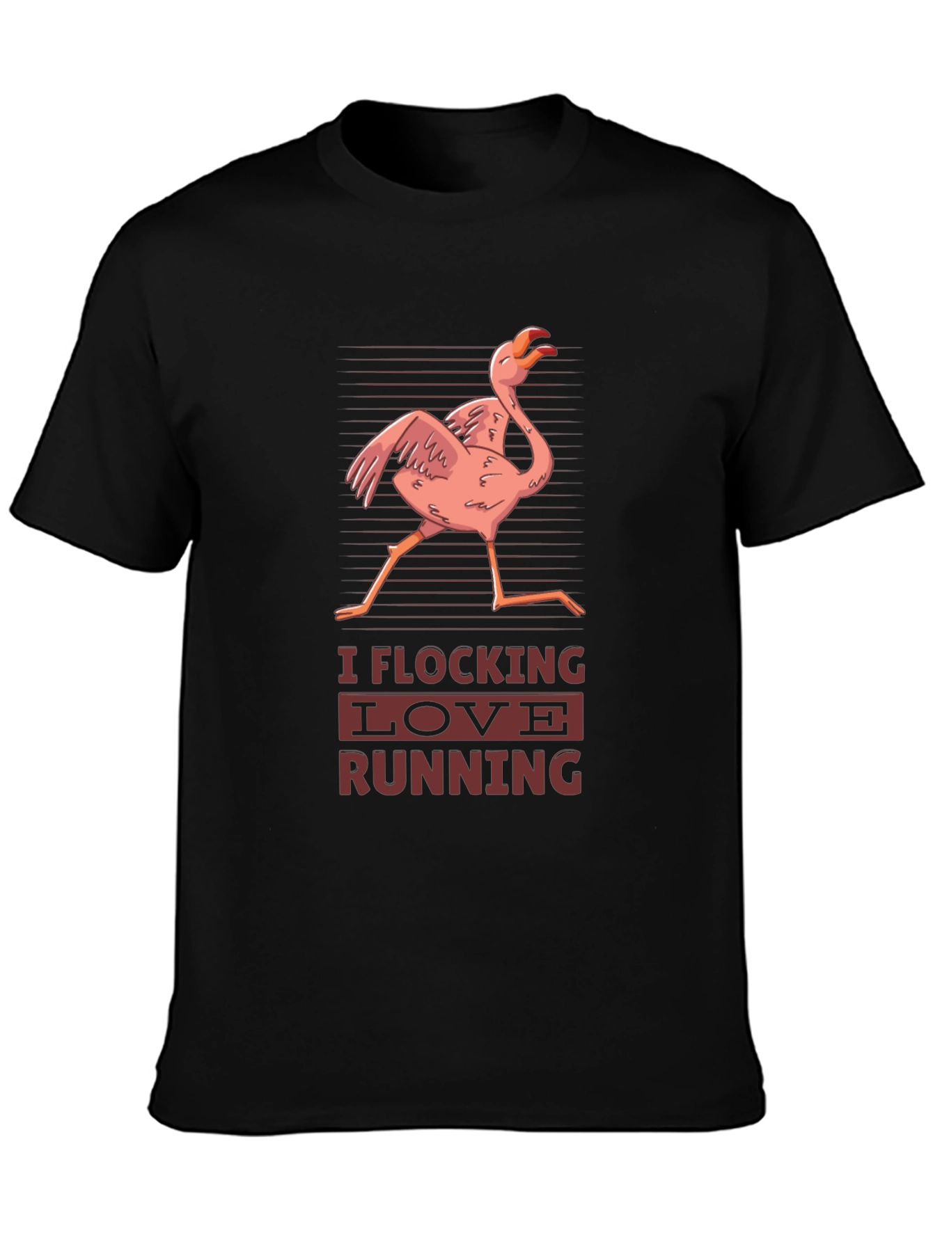 I Flocking Love Running T-Shirt Flamingo Design