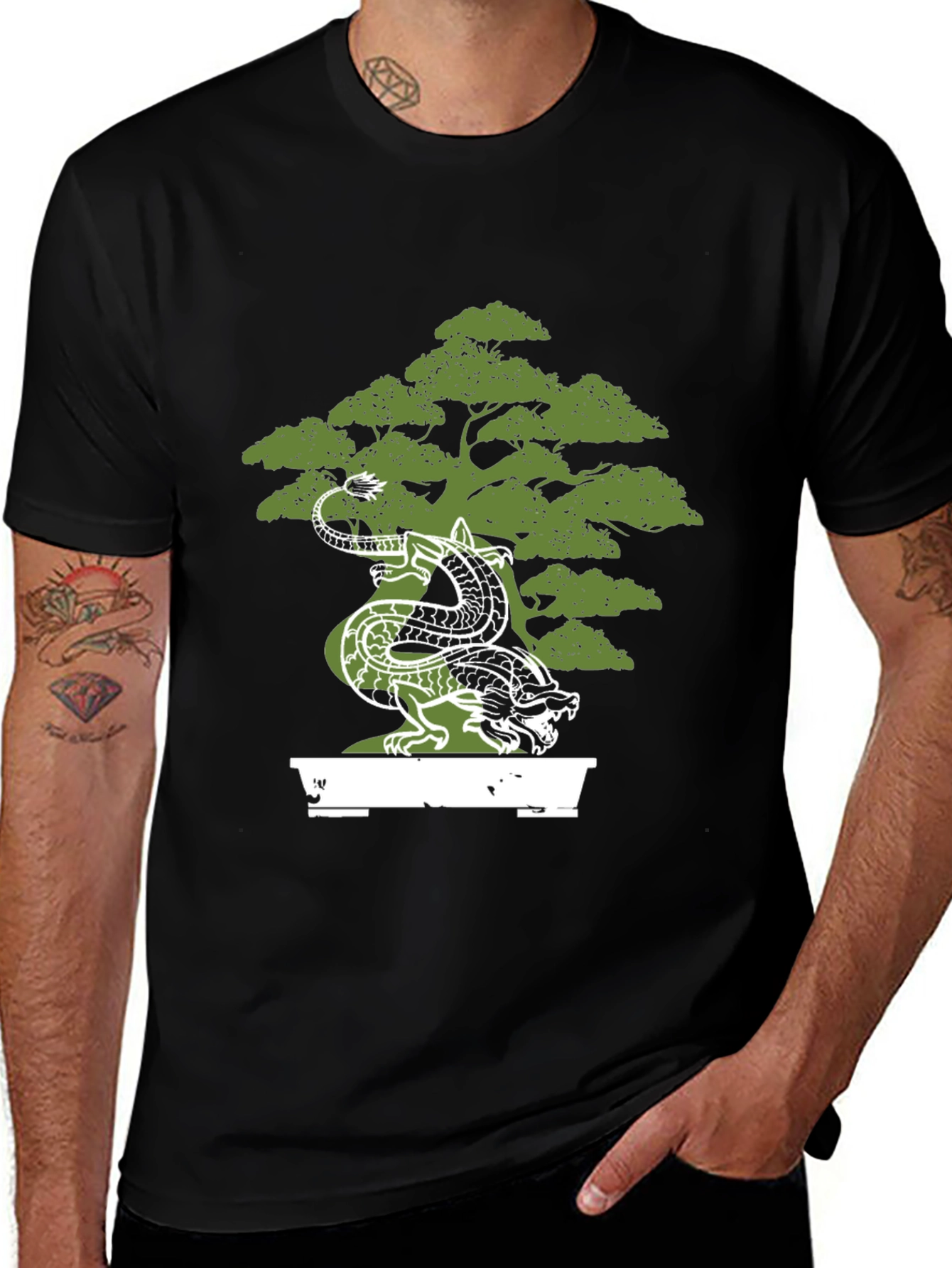 Dragon Bonsai Black T-Shirt - Unique Design