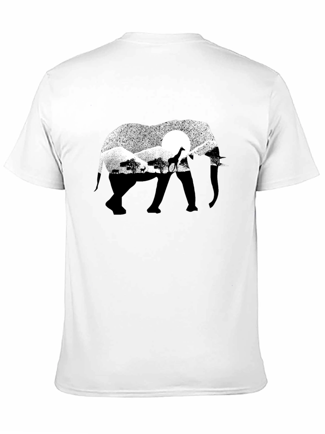 Elephant Silhouette Graphic Tee - Black Cotton