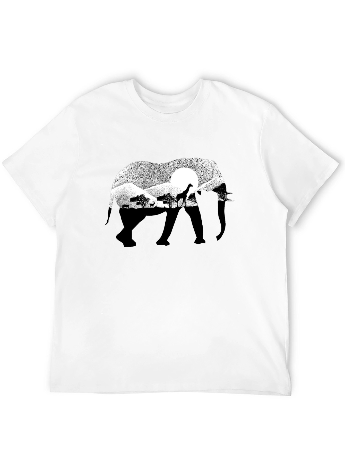 Elephant Silhouette Graphic Tee - Black Cotton