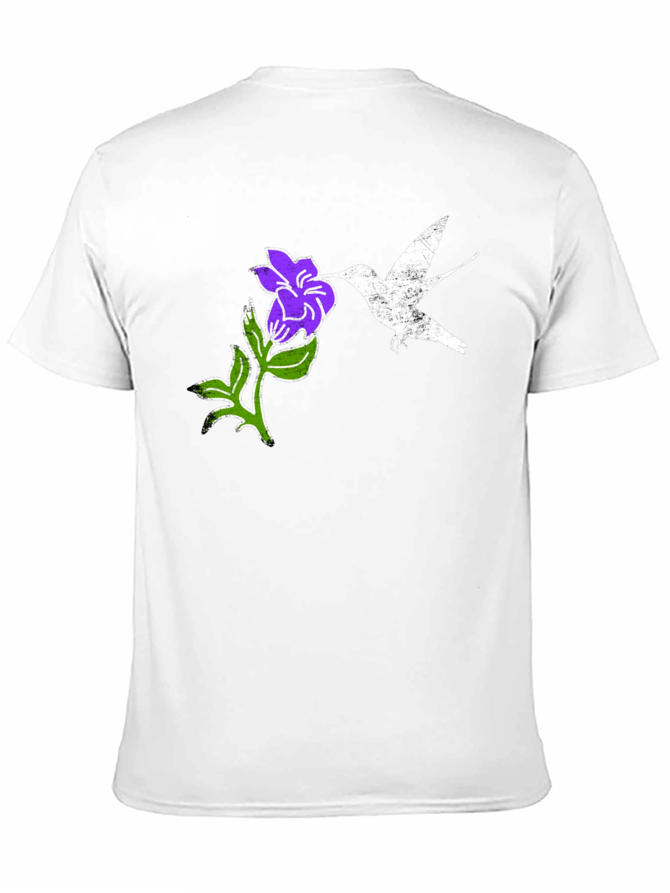 Hummingbird & Flower Graphic Tee - Black