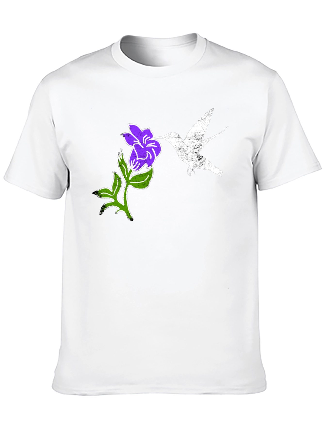 Hummingbird & Flower Graphic Tee - Black