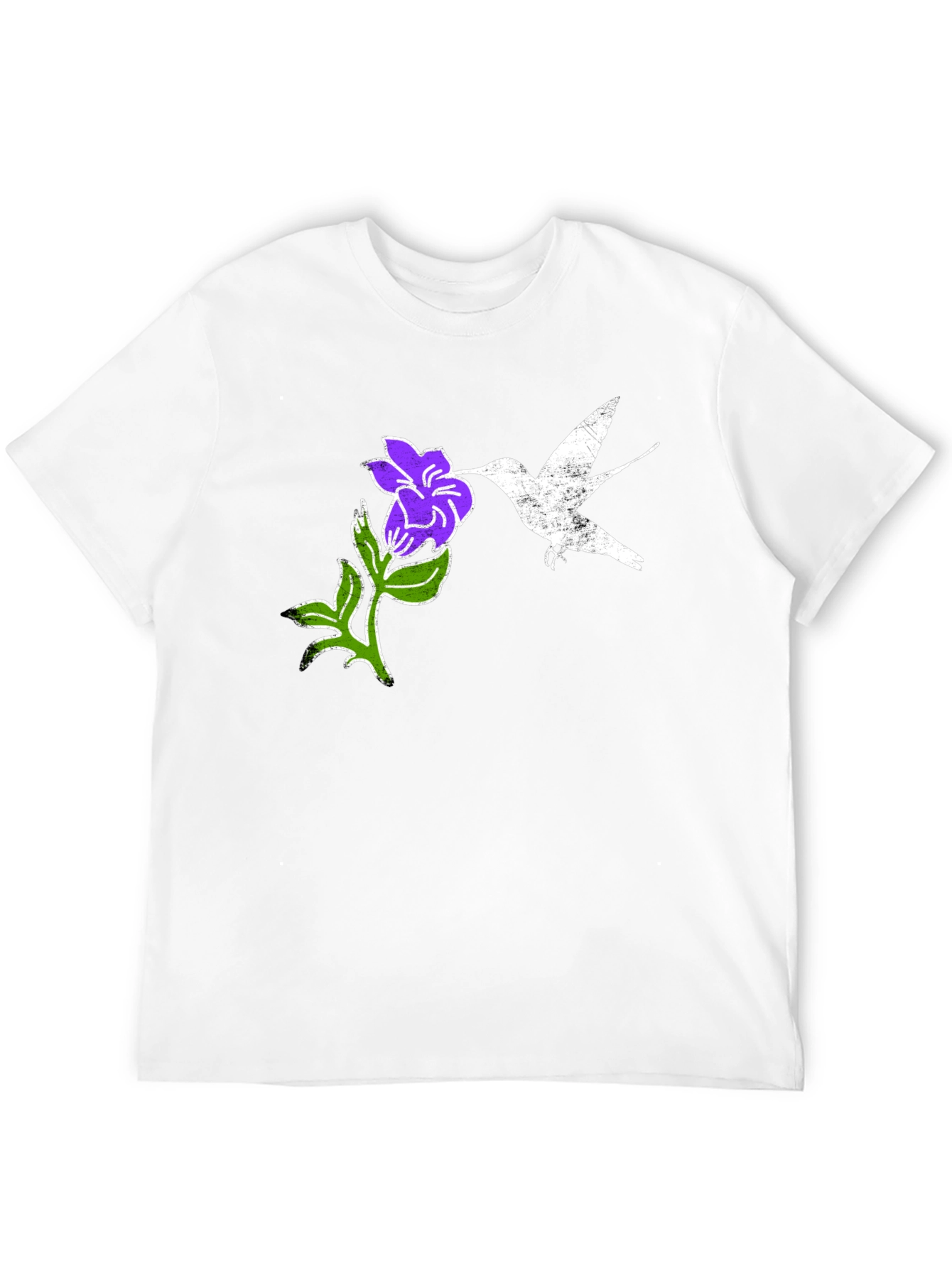 Hummingbird & Flower Graphic Tee - Black