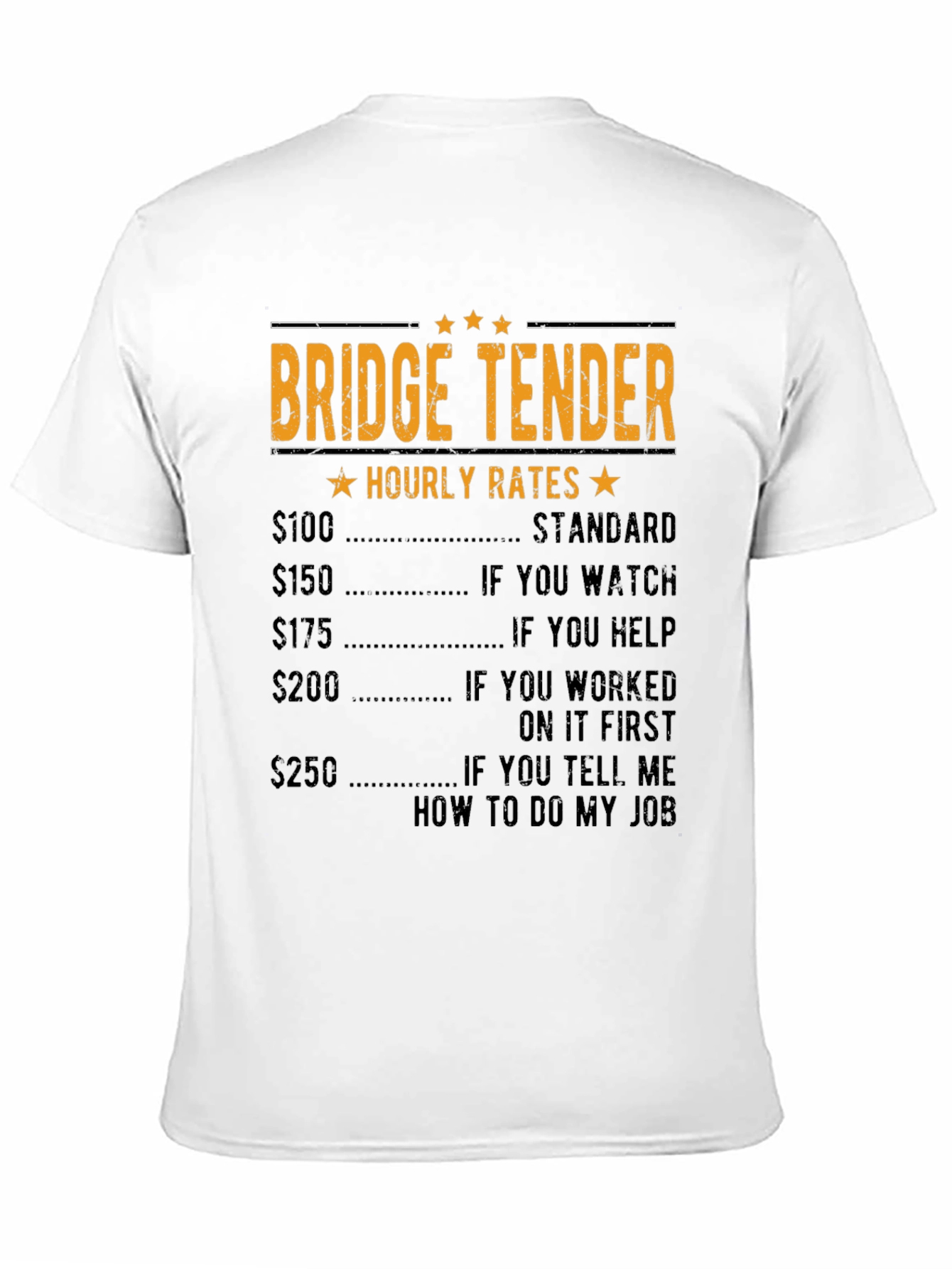 Bridge Tender Hourly Rates Black Graphic T-Shirt