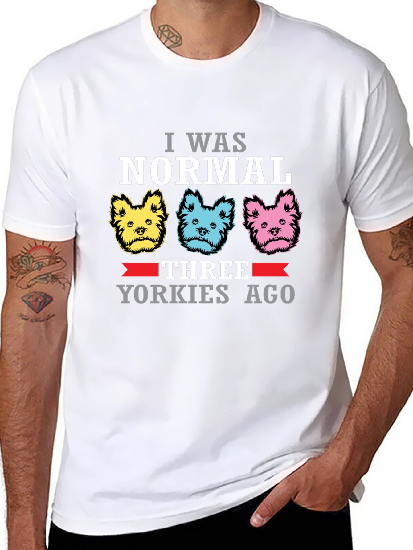 Normal Three Yorkies Ago Black T-Shirt
