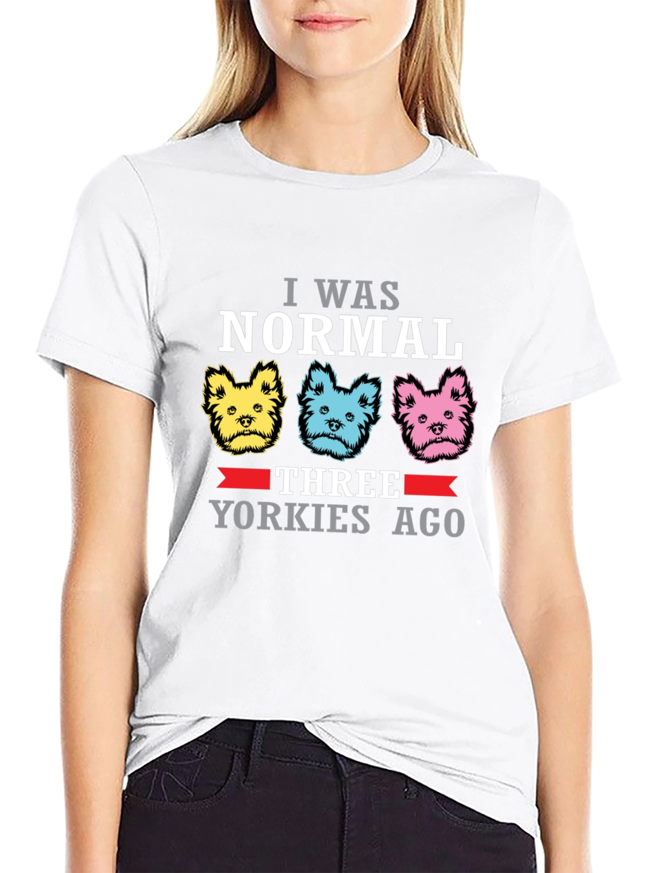 Normal Three Yorkies Ago Black T-Shirt