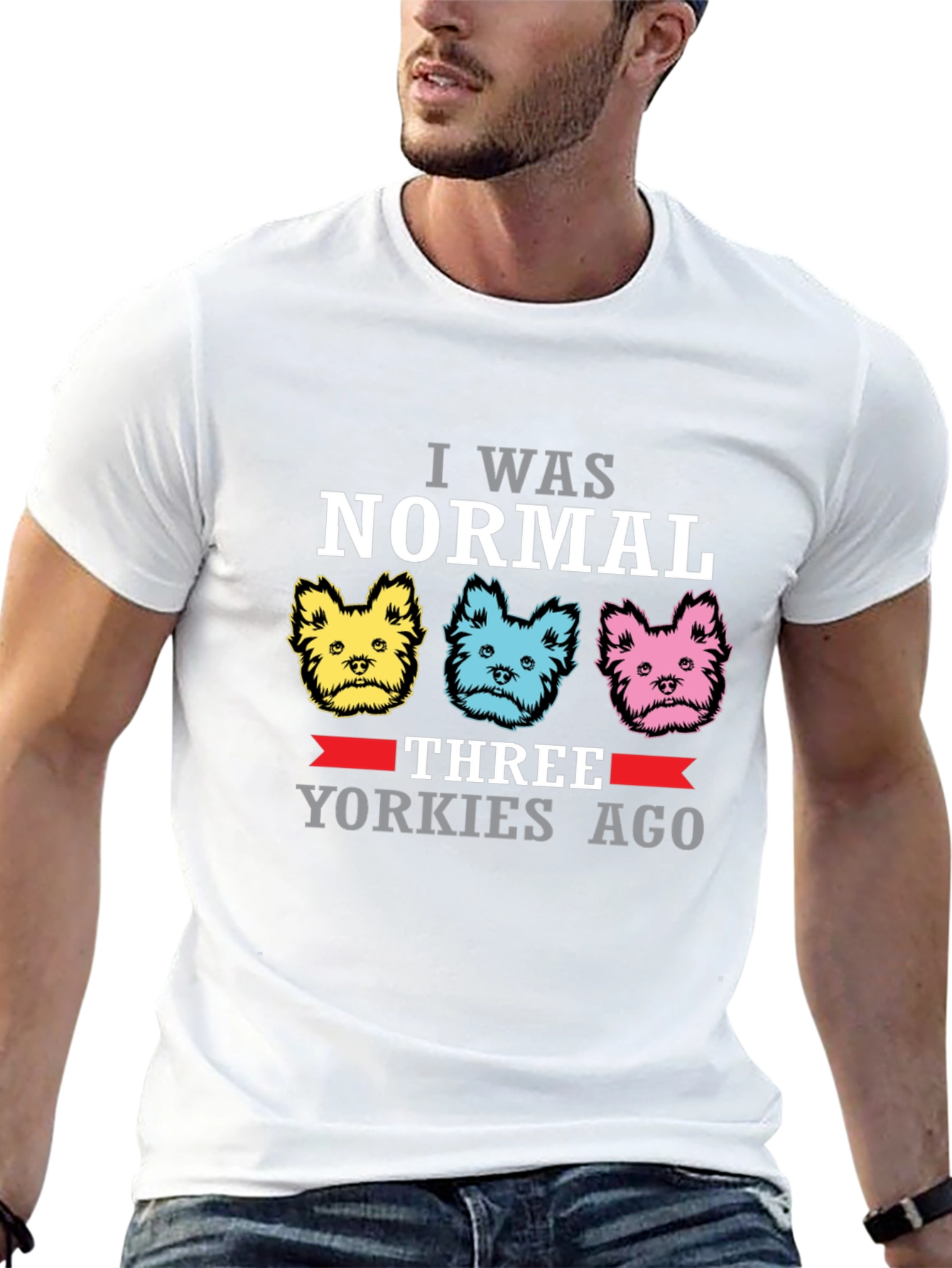 Normal Three Yorkies Ago Black T-Shirt
