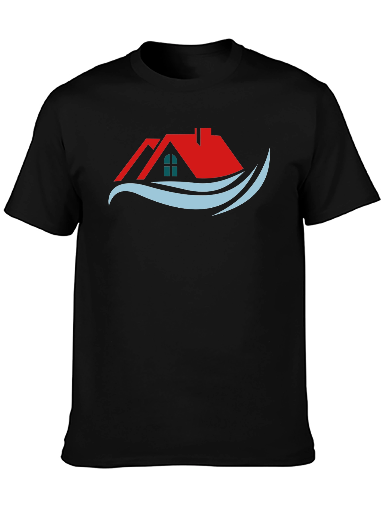 Home & Wave Graphic Tee - Stylish Black T-Shirt