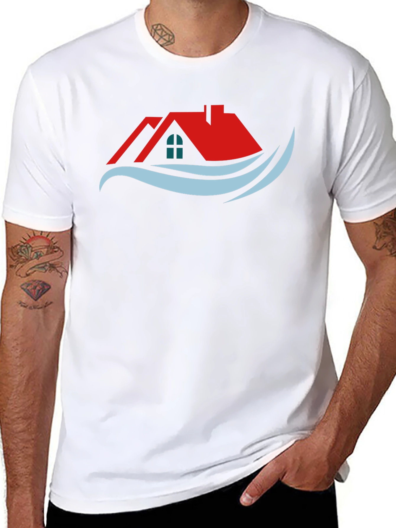 Home & Wave Graphic Tee - Stylish Black T-Shirt