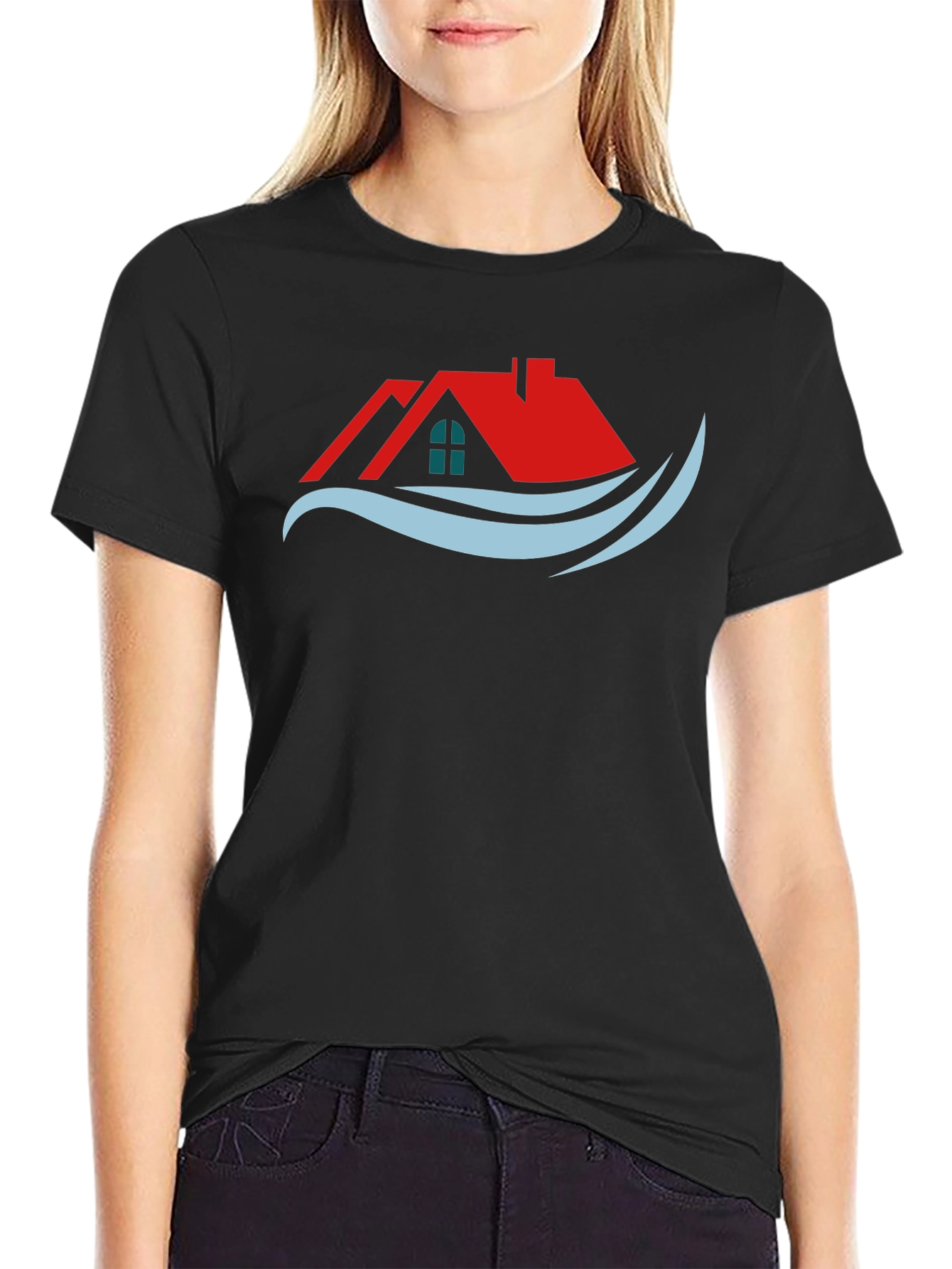 Home & Wave Graphic Tee - Stylish Black T-Shirt