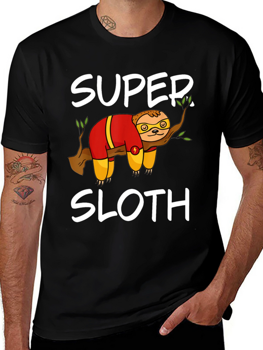 Super Sloth Graphic Tee - Black Cotton Blend