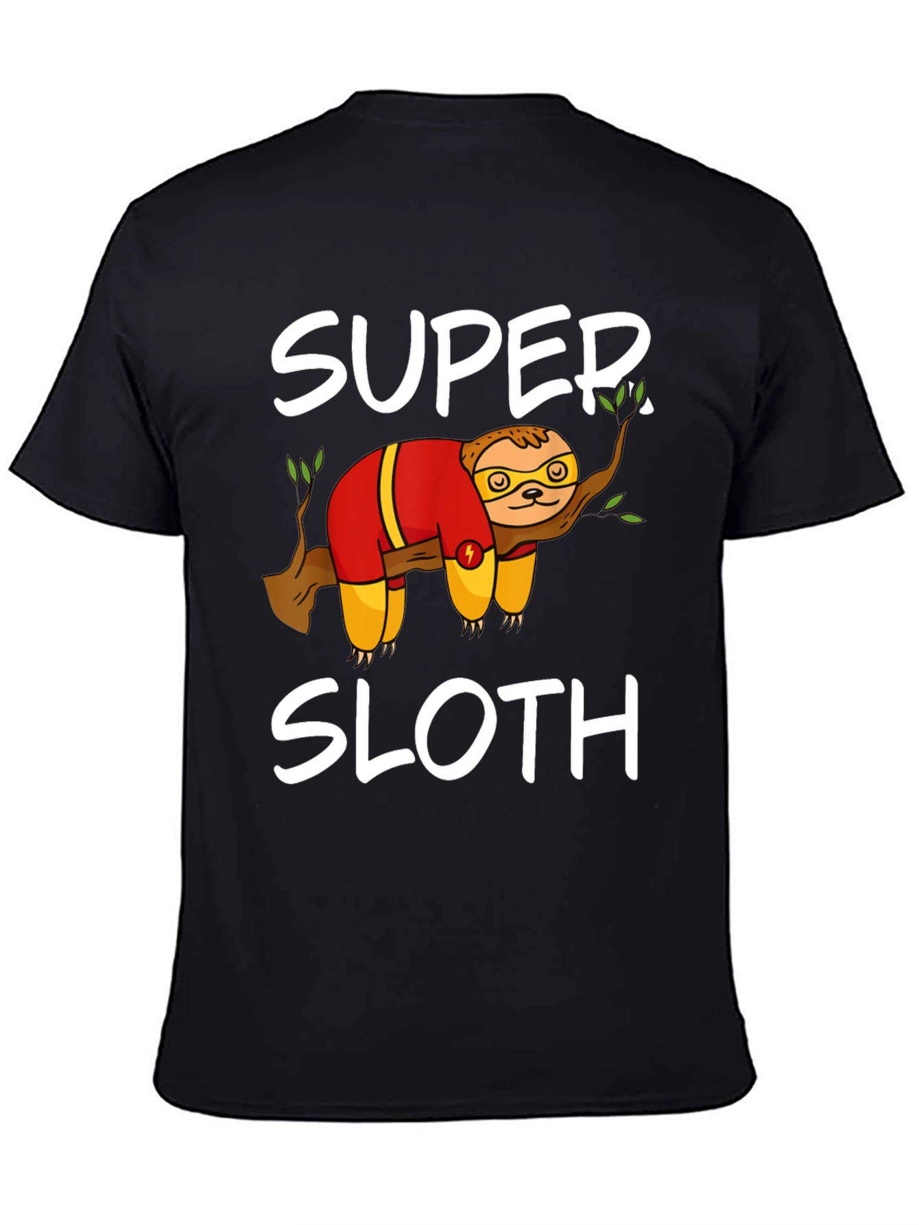 Super Sloth Graphic Tee - Black Cotton Blend