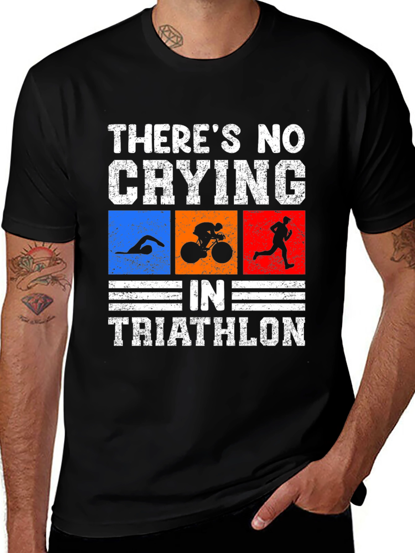 Triathlon T-Shirt: No Crying Funny Triathlete Tee