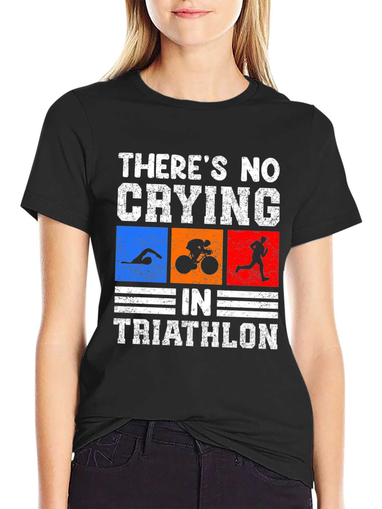 Triathlon T-Shirt: No Crying Funny Triathlete Tee