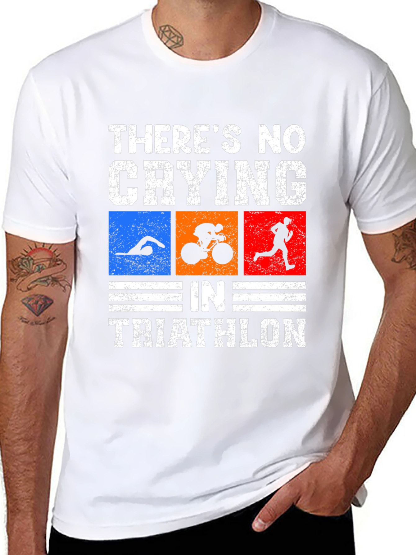 Triathlon T-Shirt: No Crying Funny Triathlete Tee