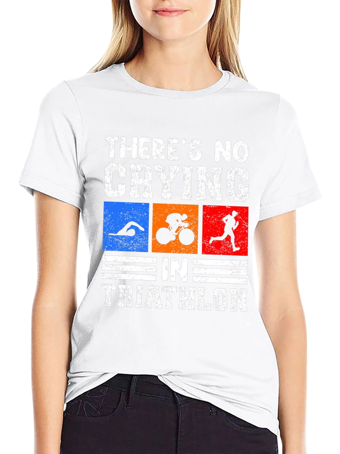 Triathlon T-Shirt: No Crying Funny Triathlete Tee