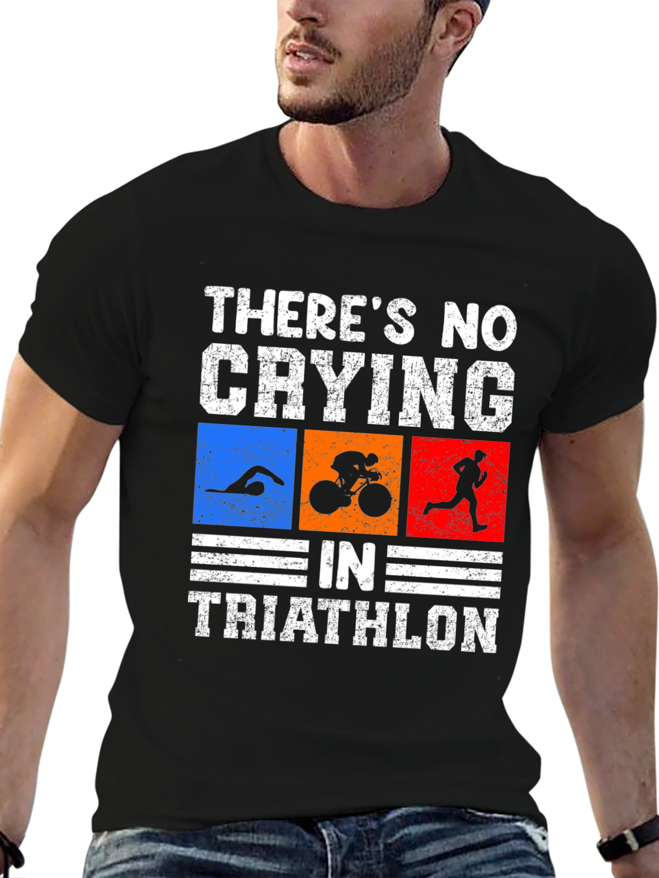Triathlon T-Shirt: No Crying Funny Triathlete Tee