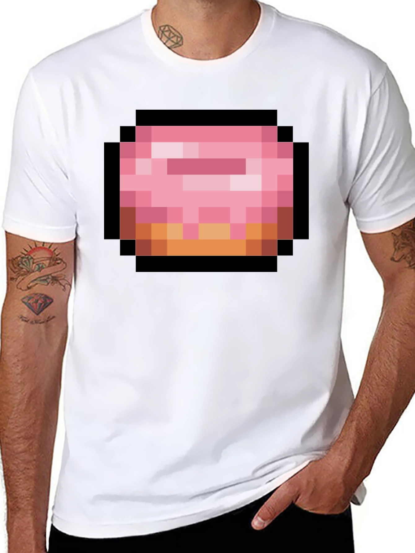 Pixel Donut Graphic T-Shirt - Black Cotton Tee