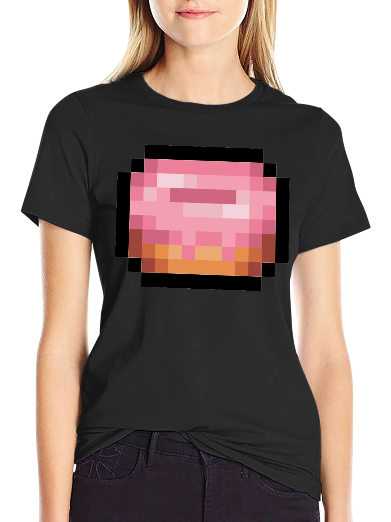 Pixel Donut Graphic T-Shirt - Black Cotton Tee