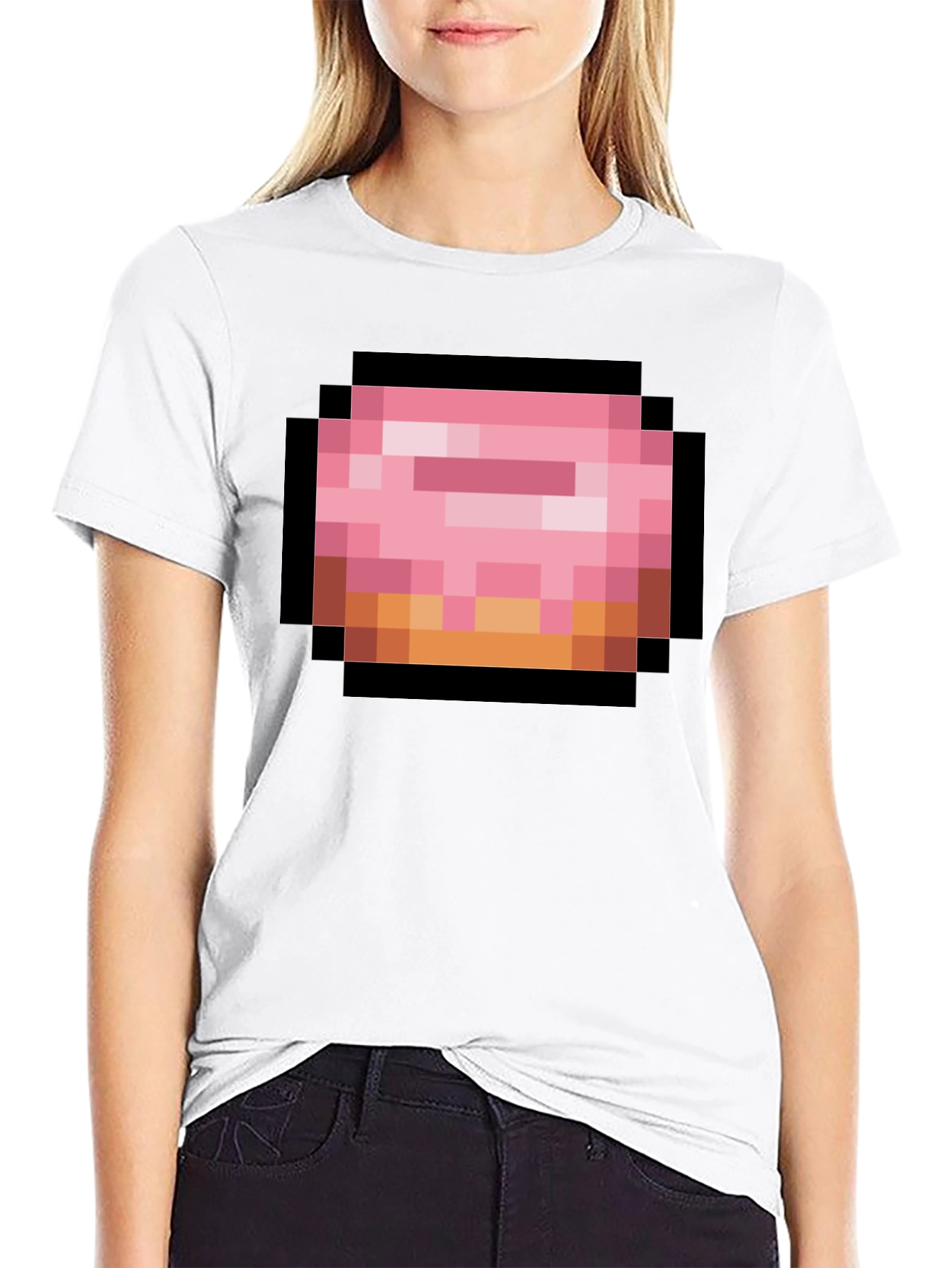 Pixel Donut Graphic T-Shirt - Black Cotton Tee