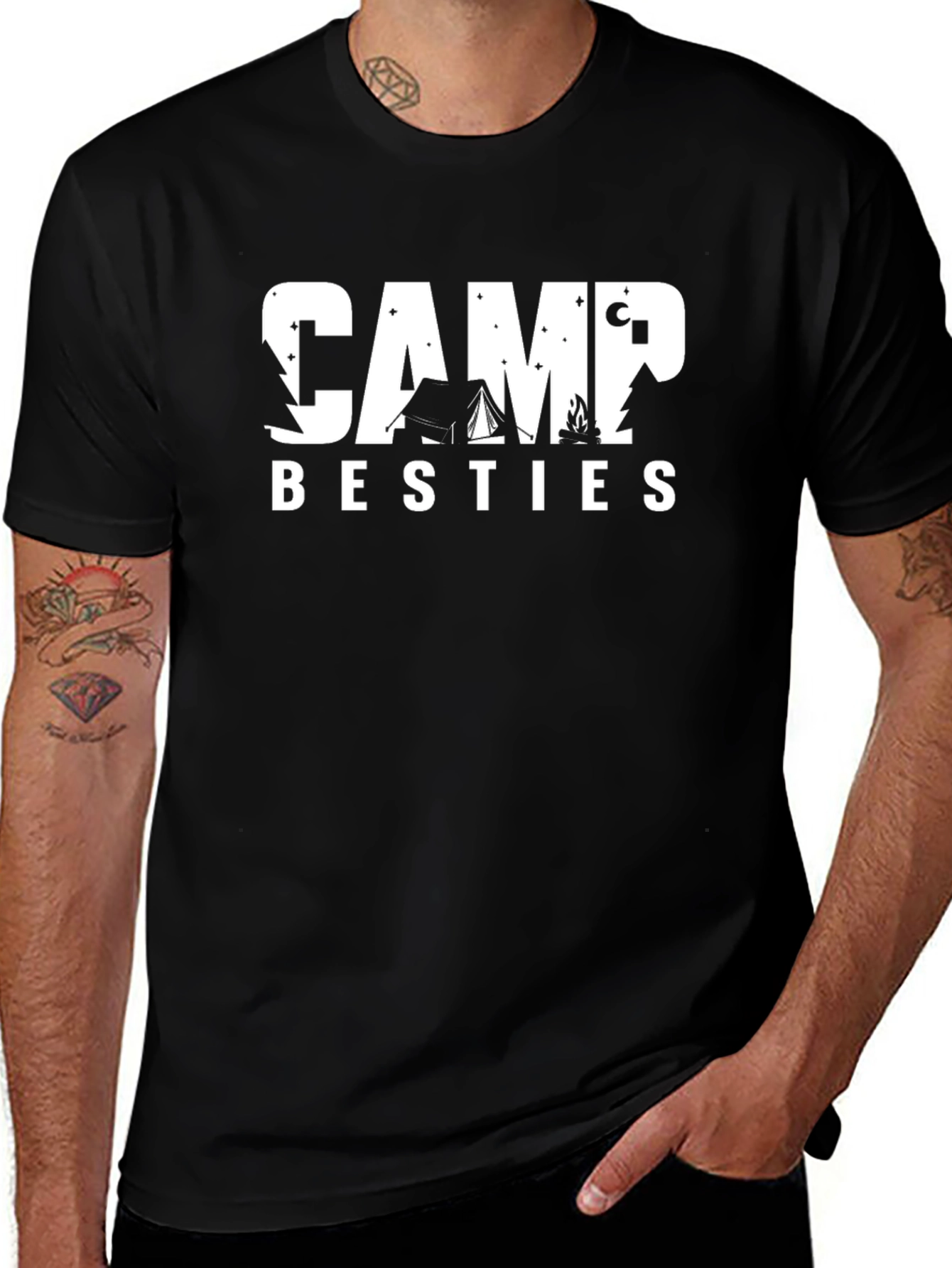 Camp Besties Graphic Tee - Black Camping Shirt