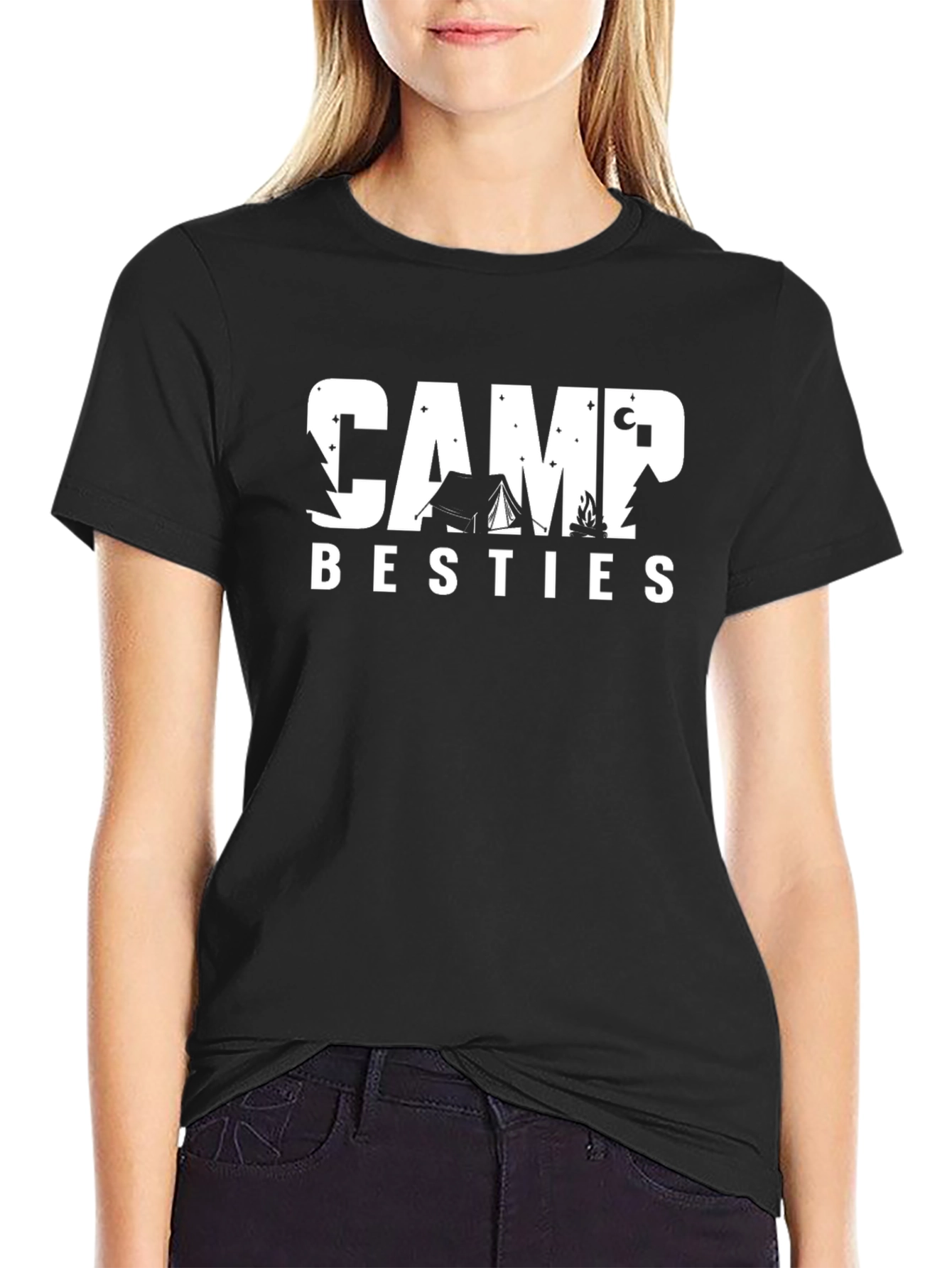 Camp Besties Graphic Tee - Black Camping Shirt